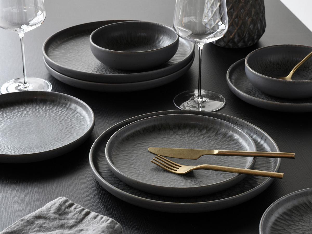 Jedilni Servis Uno Volcano Dark, 12-Delni - antracit, Trend, keramika - Creatable