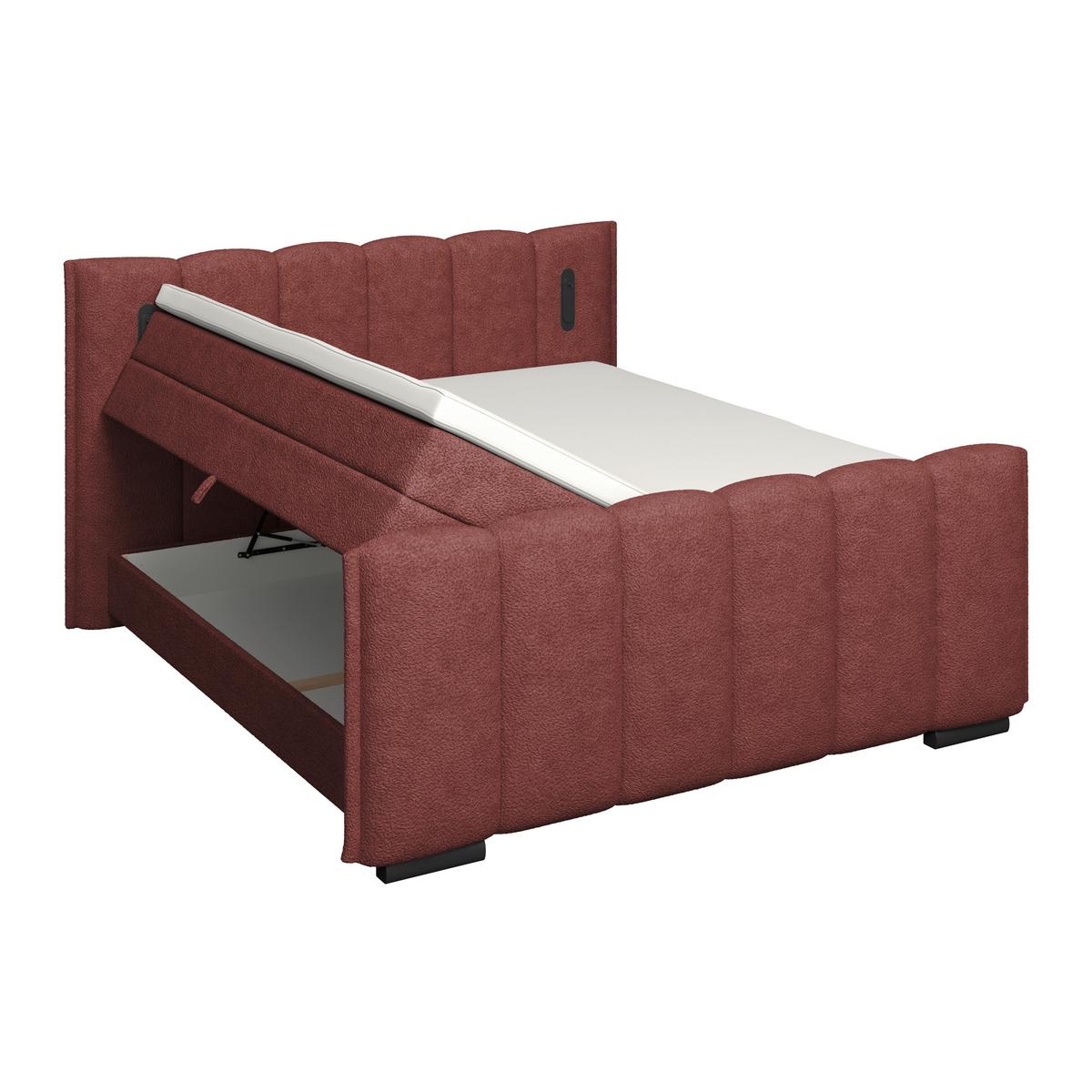 Boxspring Krevet Elysia - bordo/crna, Trend, drvni materijal/drvo (180/200cm) - Premium Living