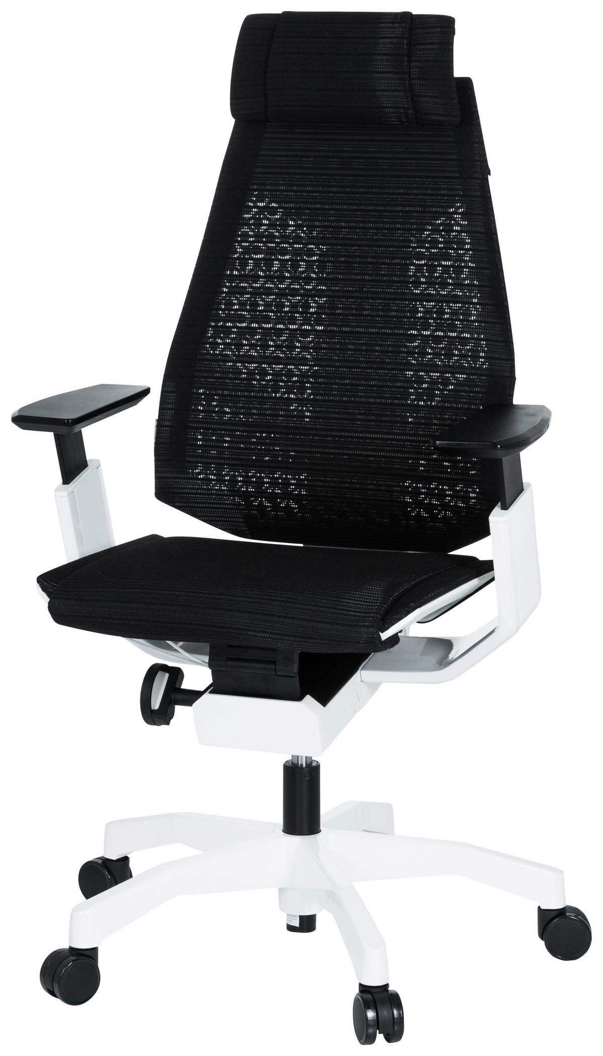 Pisarniški Stol Genidia Pro, Črna - črna/bela, Moderno, umetna masa/tekstil (57/114/46cm) - MID.YOU