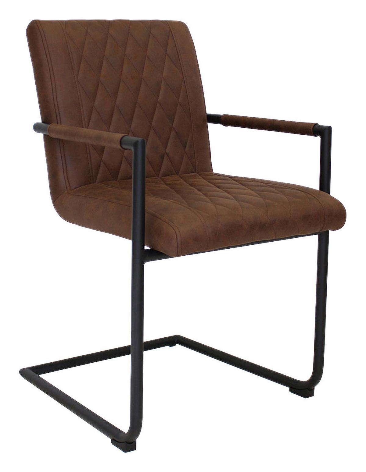Armlehnstuhl-Set Damian ca. 52x88 cm 2er-Set Braun - Schwarz/Braun, LIFESTYLE, Textil/Metall (52/88/63cm) - MID.YOU