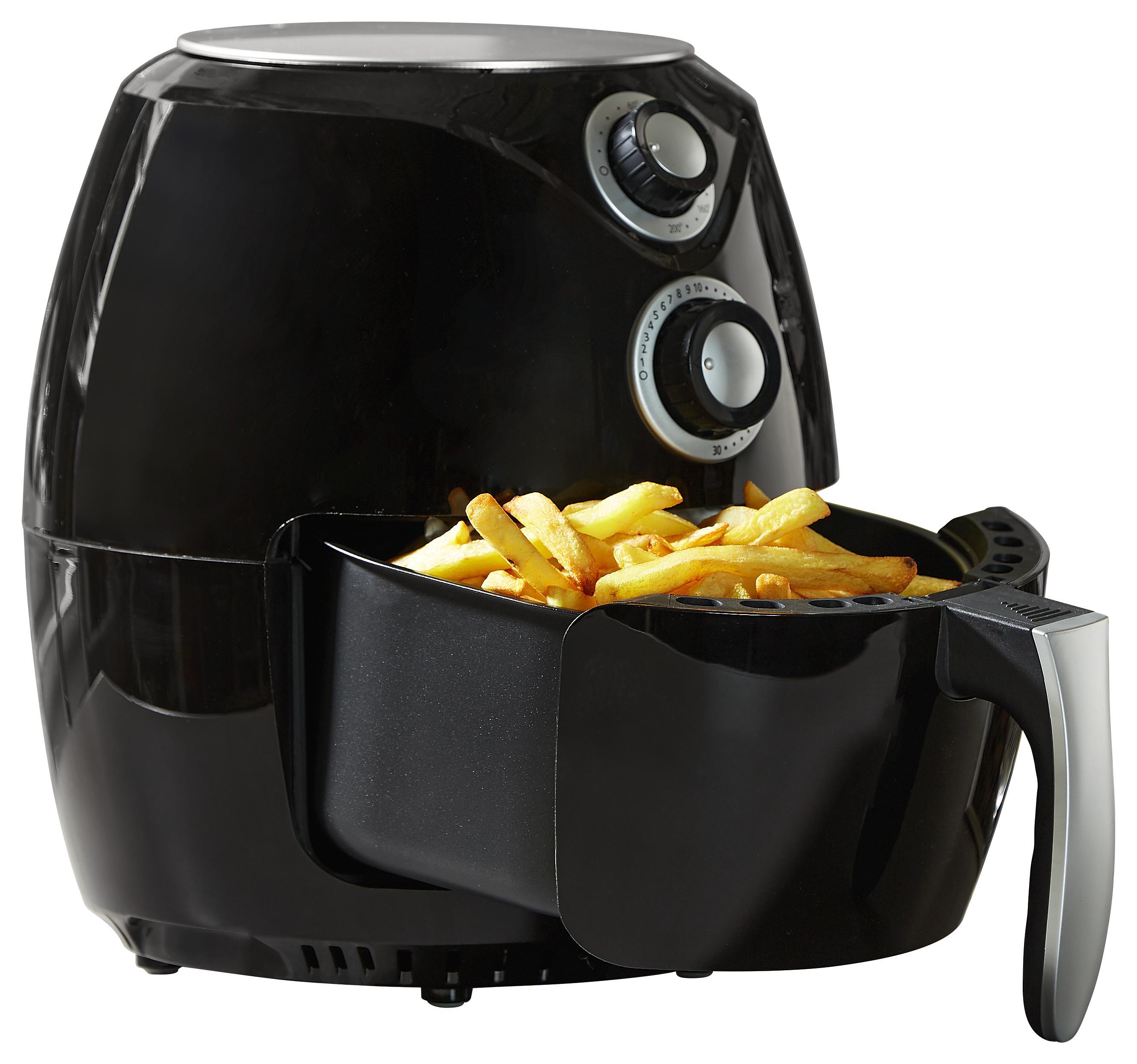 Heißluftfritteuse Dominik in Schwarz/Silber - Silberfarben/Schwarz, Kunststoff (29/29/35cm)