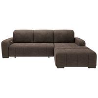 Wohnlandschaft Vicari Dunkelbraun Mikrofaser - Dunkelbraun/Schwarz, MODERN, Textil/Metall (185/292cm) - Livetastic