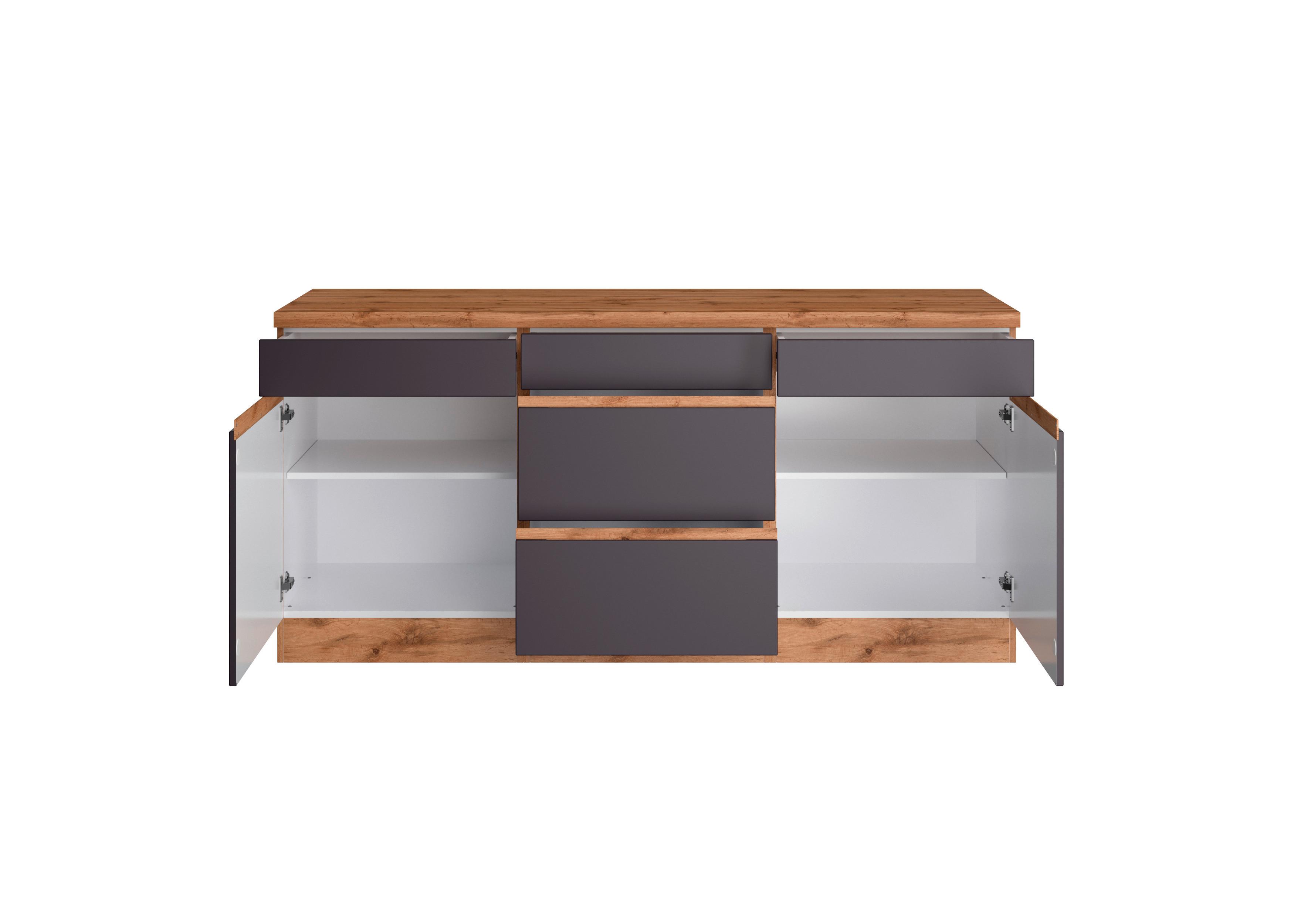 Küchenunterschrank Turin ca. 180x86 cm Grau/Wotaneiche - Eiche Wotan/Grau, Design, Holzwerkstoff (180/86/60cm) - Held