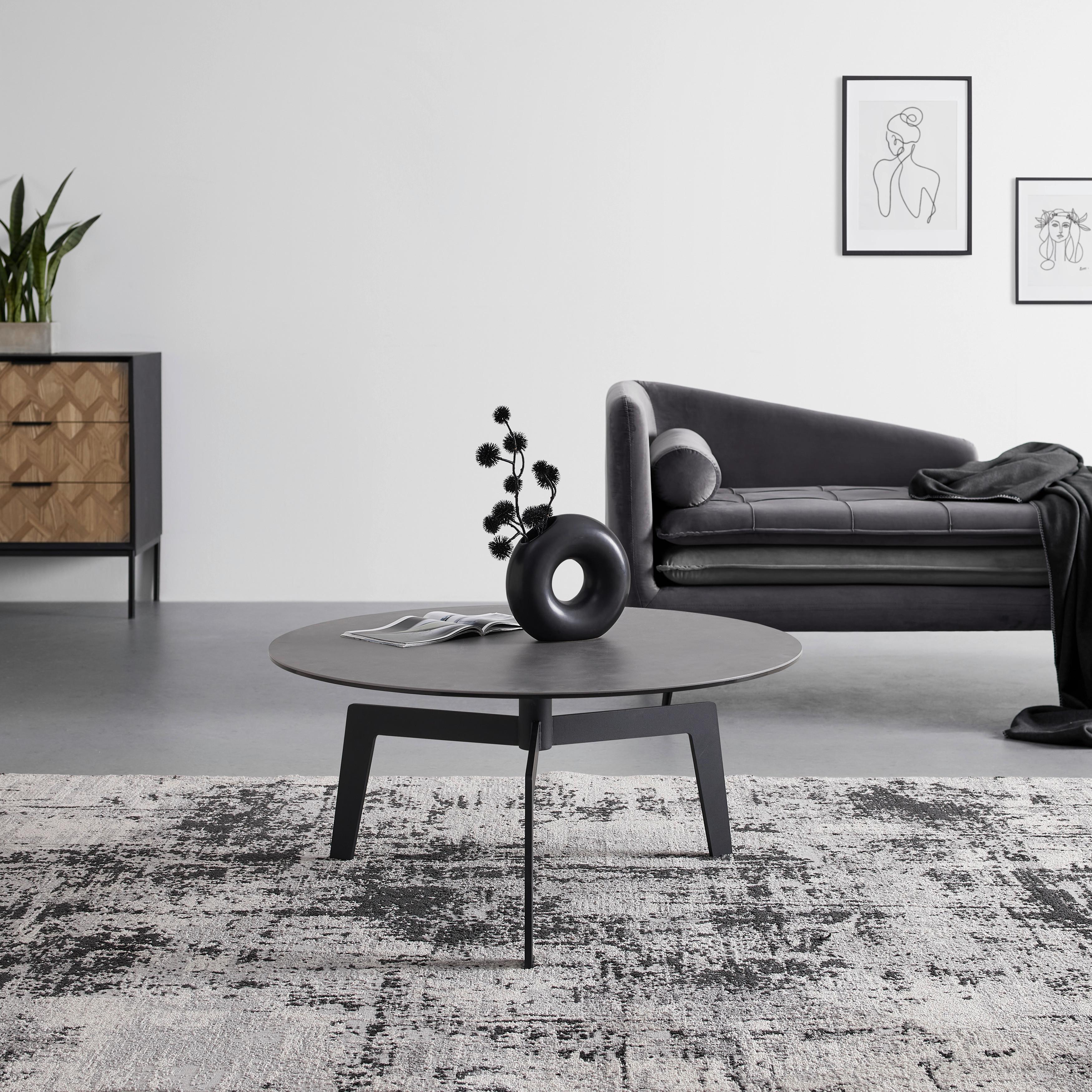 Klubska Miza Buena Vista - črna/antracit, Moderno, kovina/steklo (80/80/38cm) - Premium Living