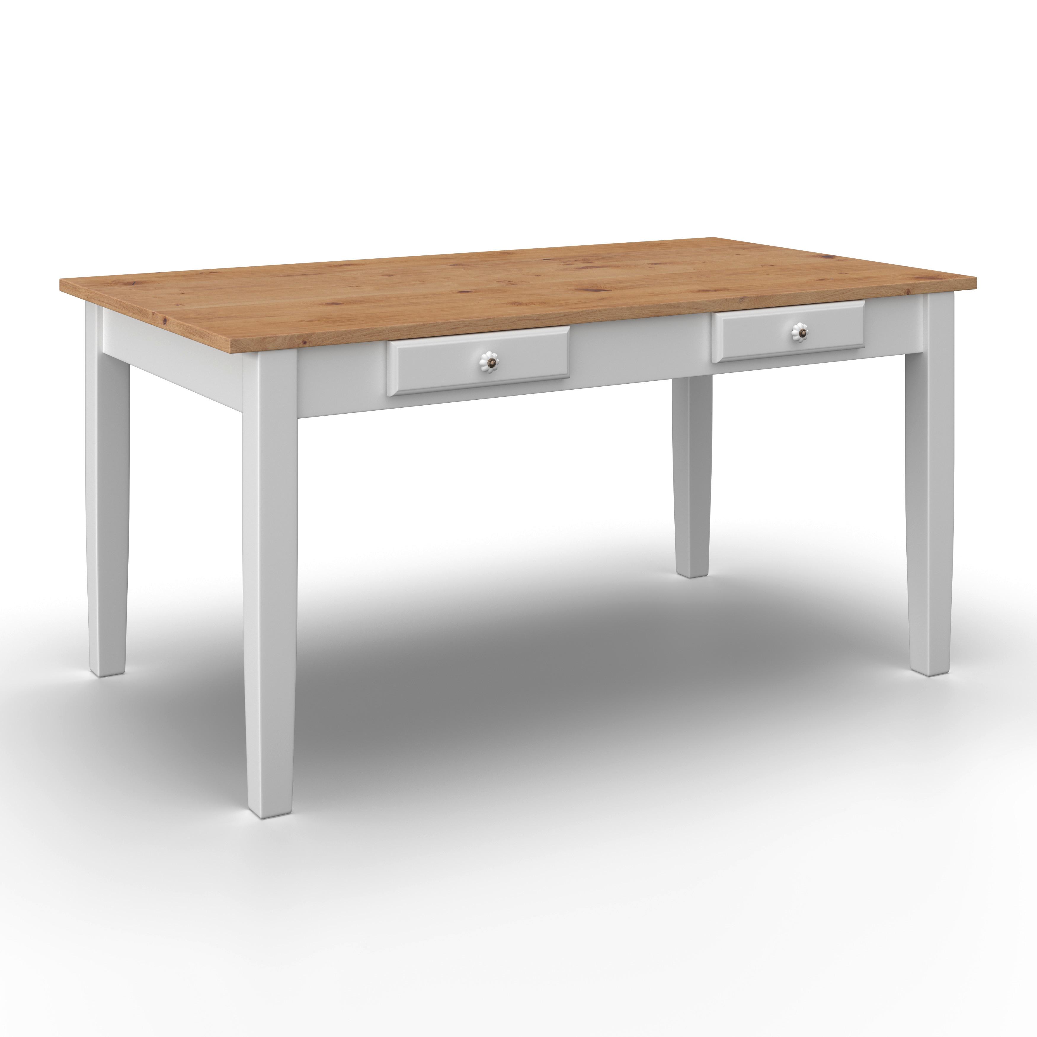 Esstisch Camden in Holz Kiefer massiv ca. 160x90 cm - Weiß/Kieferfarben, MODERN, Holz/Holzwerkstoff (160/79/90cm) - Bessagi Home