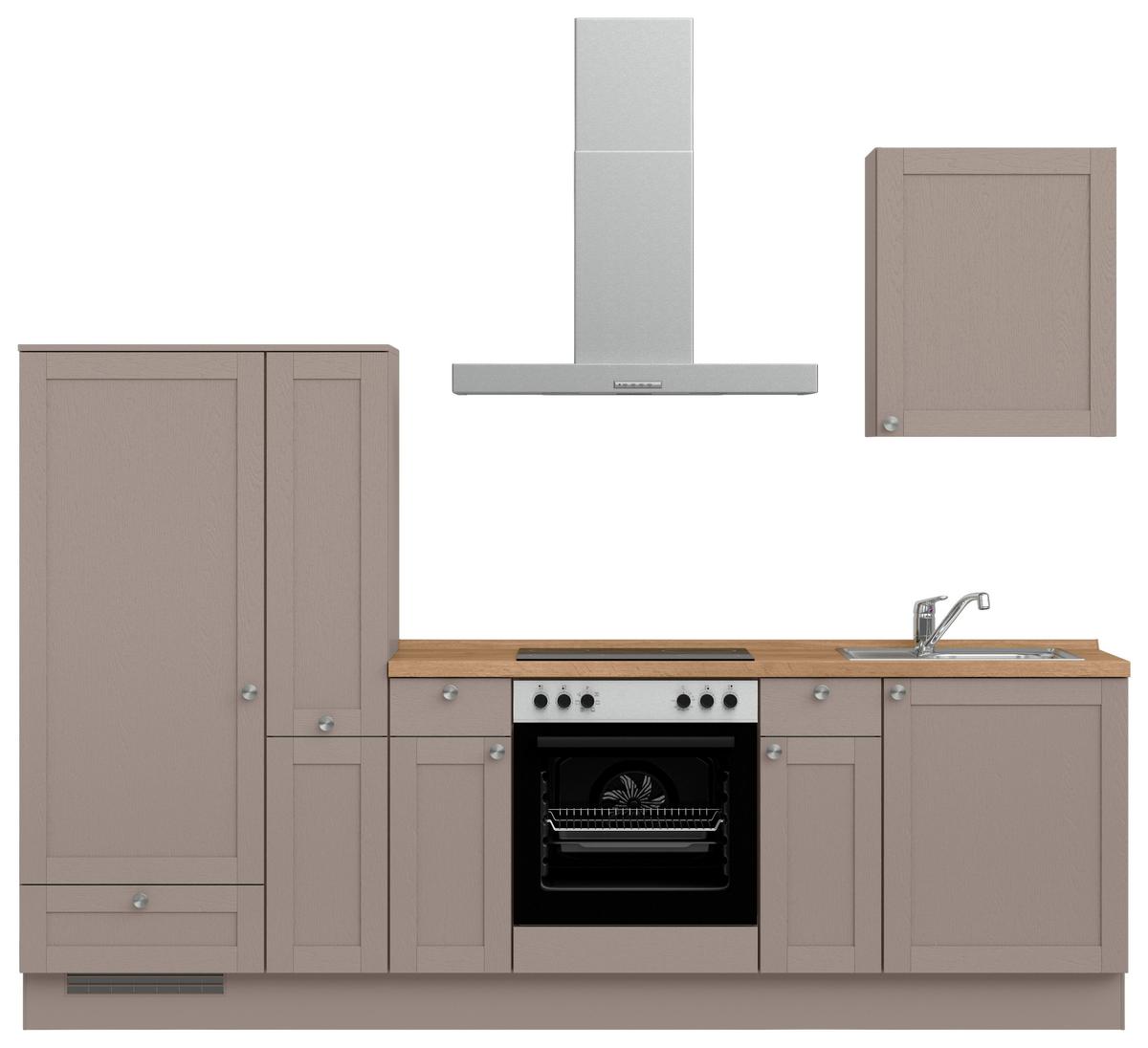 Küchenleerblock Frame Low o. Geräte Beigebraun - Edelstahlfarben/Eichefarben, MODERN, Holzwerkstoff/Metall (270cm) - Nobilia