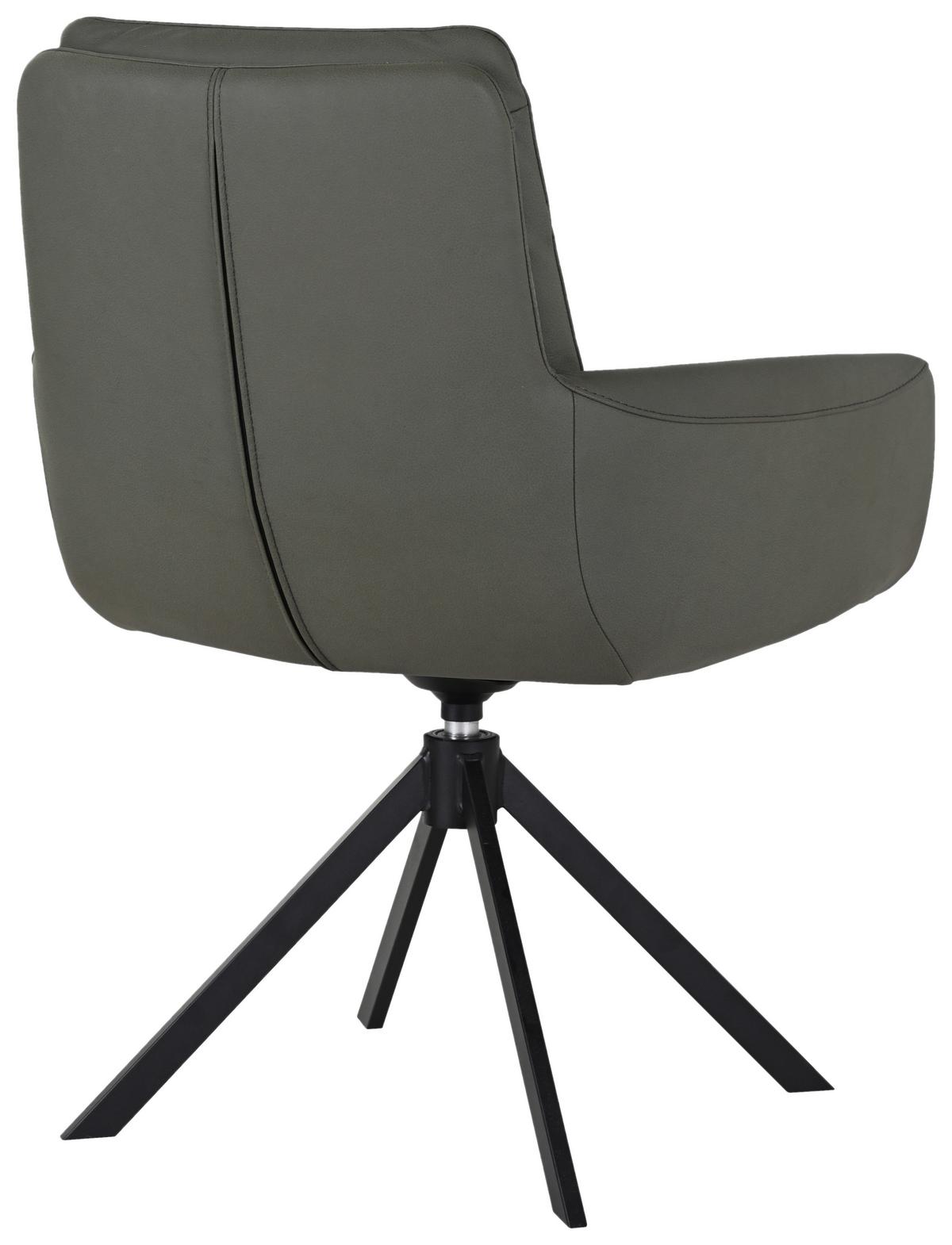 KRZESŁO Z PODŁOKIETNIKAMI EVEREST -EXKLUSIV- - zielony/czarny, Design, skóra/metal (62,5/89/66,5cm) - Dieter Knoll