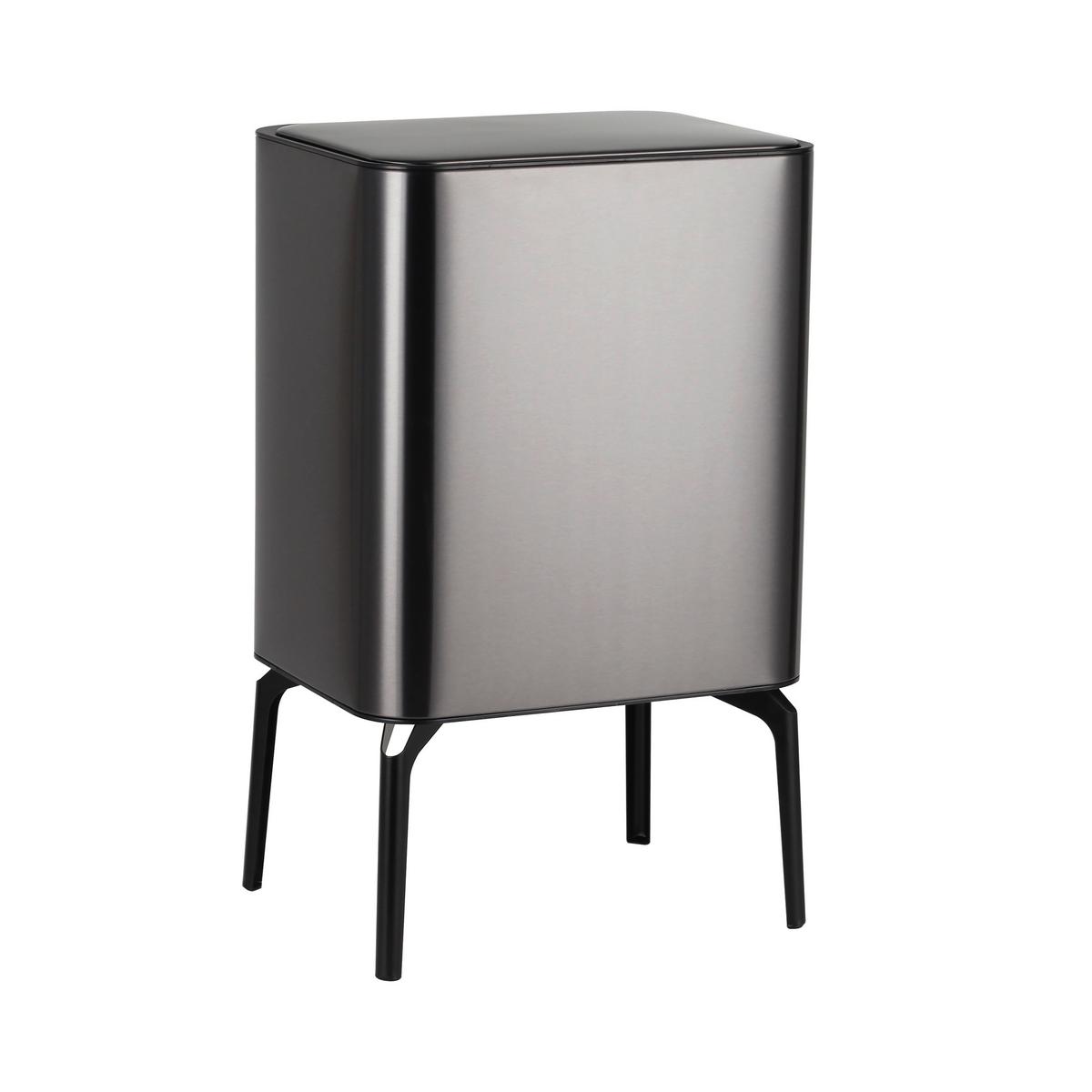 Coș de gunoi Michael - negru, Modern, plastic/metal (40,5/31/66,5cm) - Mömax