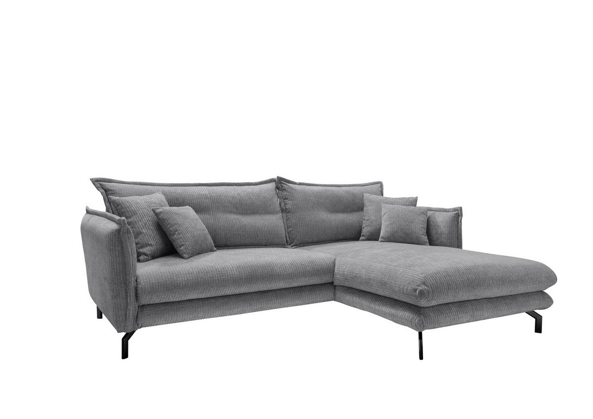 Ecksofa Lava ca. 255x180 cm Grau - Schwarz/Grau, Design, Textil/Metall (255/180cm) - Livetastic