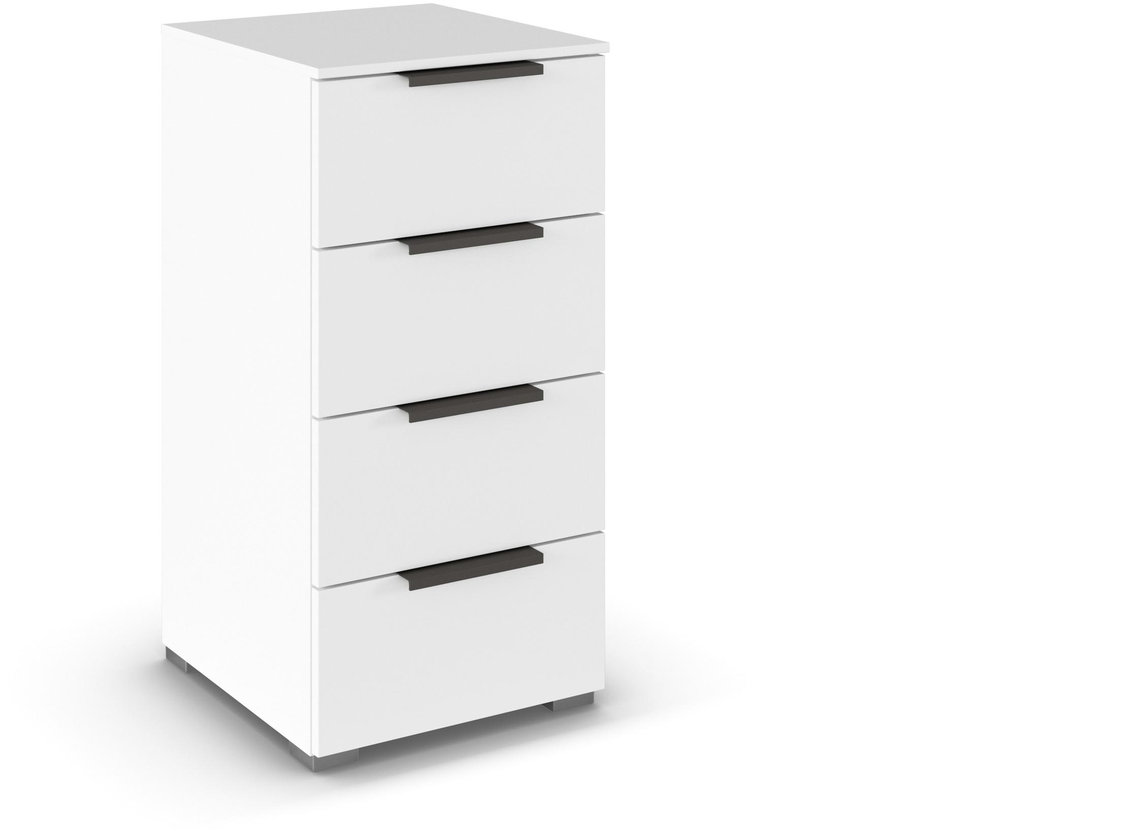 Komoda Paola, Bela - bela/barve aluminija, Trend, kovina/leseni material (50/81/42cm) - Novel
