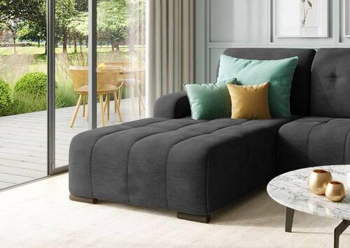 Wohnlandschaft Vicari Schwarz Mikrofaser - Schwarz, MODERN, Textil/Metall (292/185cm) - Livetastic
