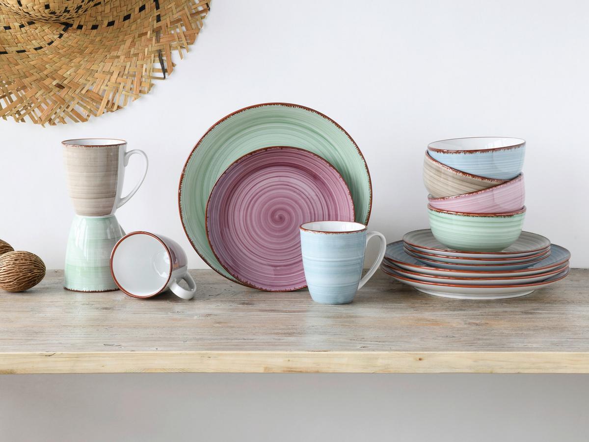 Kombinirani Servis Samba, 16-Delni - roza/modra, Basics, keramika - Creatable