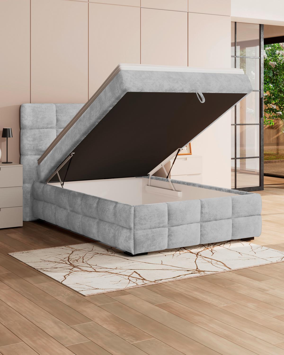 PAT BOX VEGA - gri deschis/verde, Trend, lemn/textil (140/200cm) - Modern Living