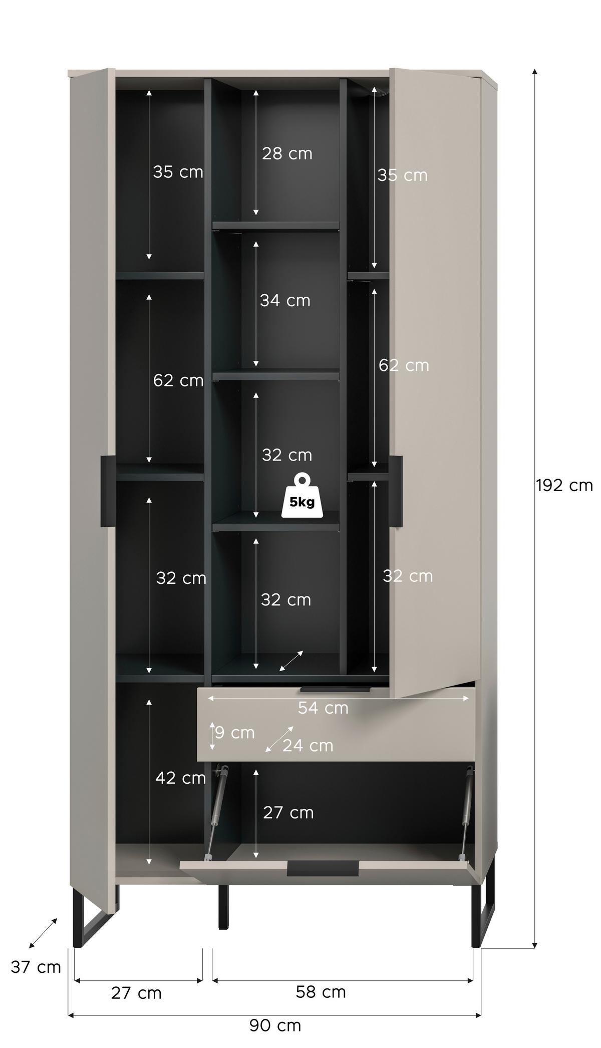 Omara Noida, Kašmir, Črna - kašmir/črna, Design, kovina/leseni material (90/192/37cm) - Livetastic