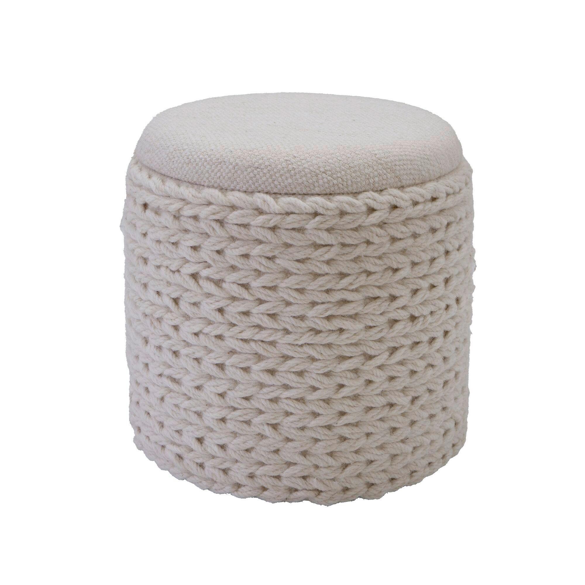 Tabure Wolle, Krem Barva - krem barve, Basics, tekstil (40/45/40cm) - Livetastic