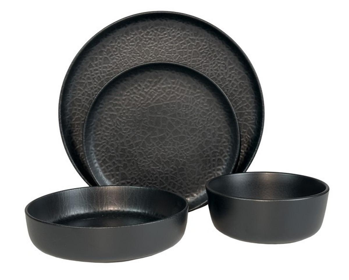 SERWIS OBIADOWO-ŚNIADANIOWY 37005 - czarny, Trend, ceramika - Novel