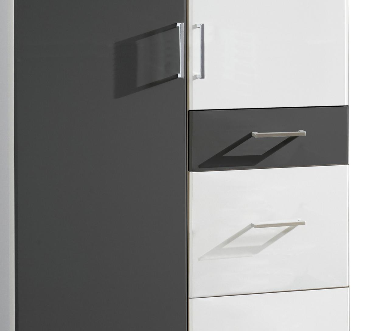 Drehtürenschrank Click Weiss Graphitfarben - Alufarben/Graphitfarben, Design, Holz/Holzwerkstoff (90/199/58cm) - MID.YOU
