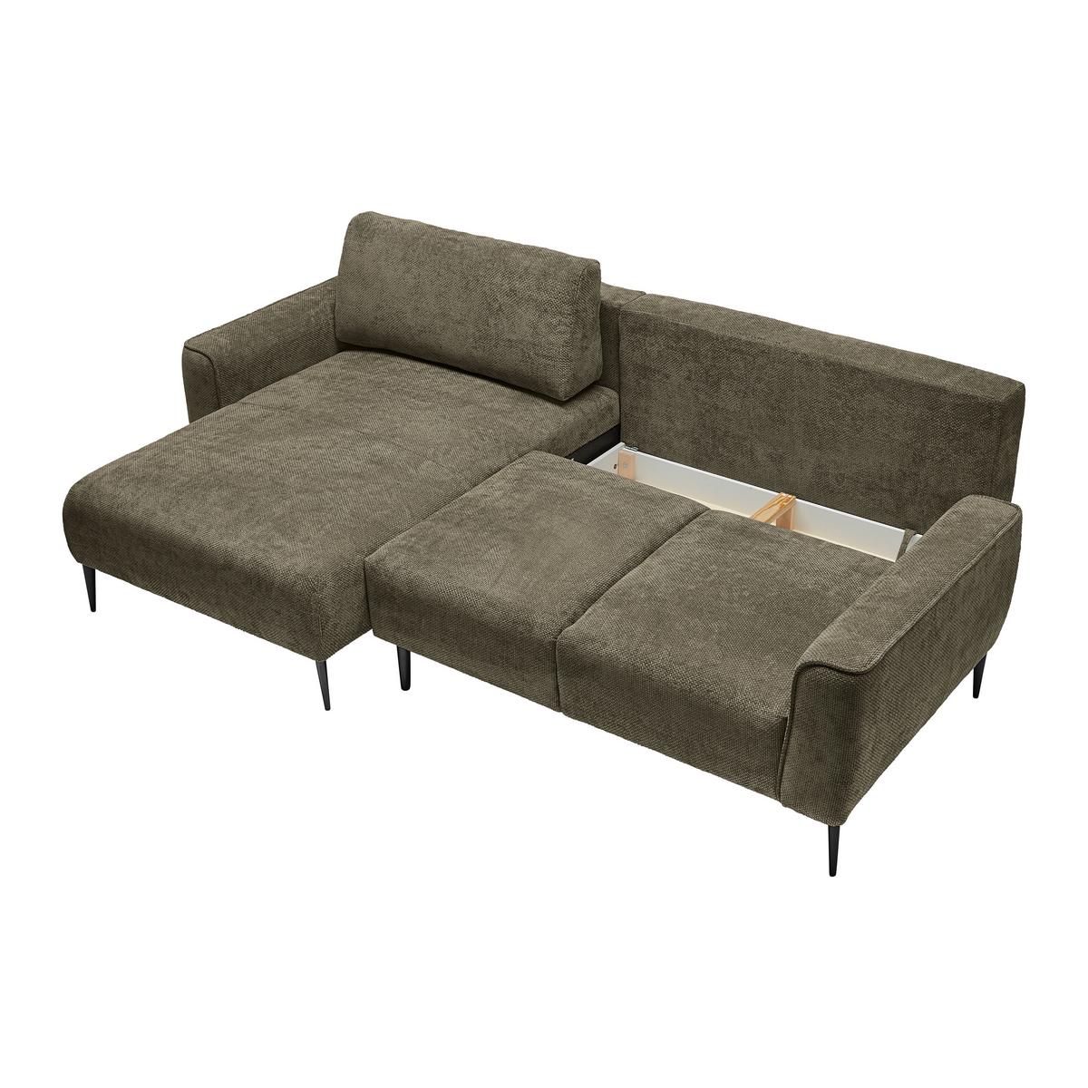 Ecksofa Custom Olivgrün - Schwarz/Olivgrün, MODERN, Textil/Metall (164/85/255cm) - Mömax