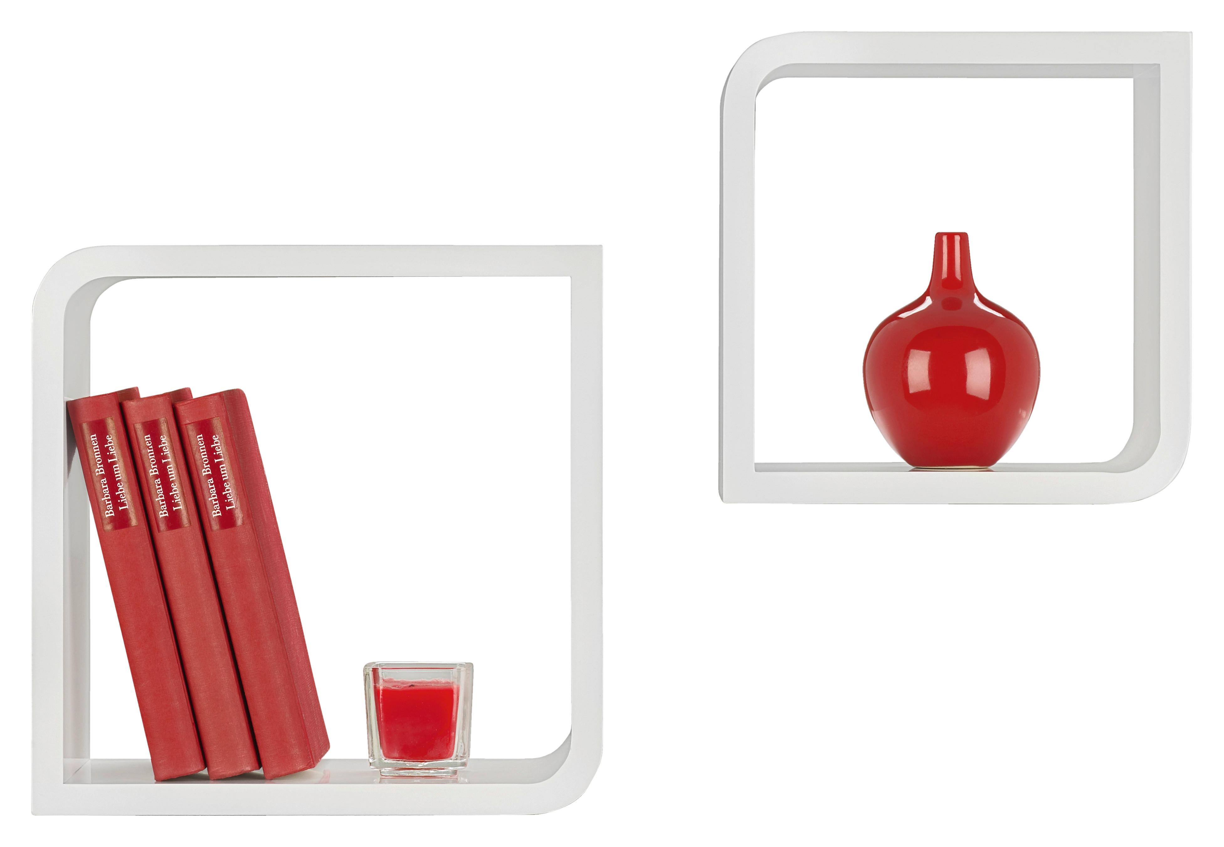 Stenski Regal Fulda - bela, kovina/umetna masa (28/23/28/23/15cm) - Modern Living
