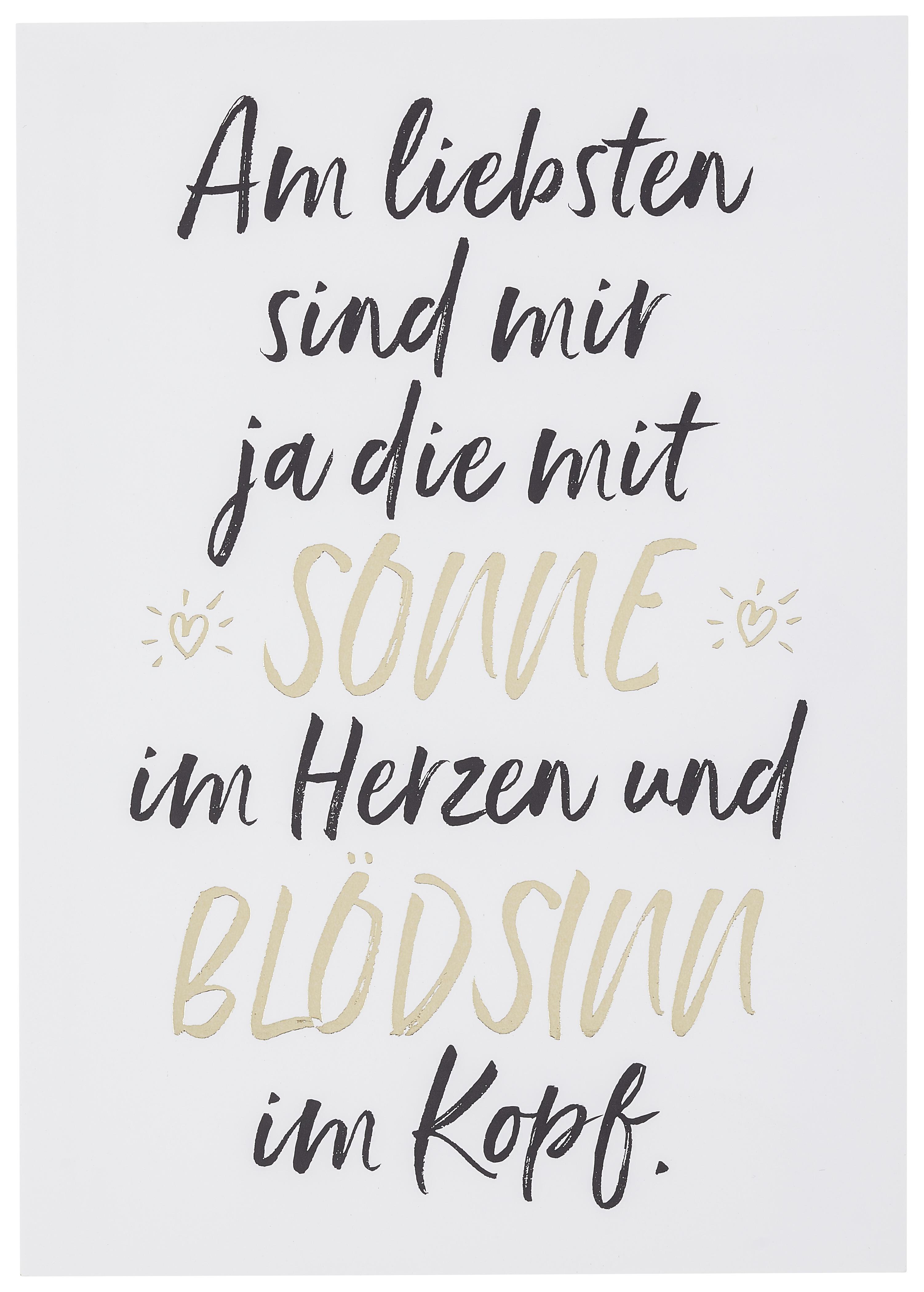 Postkarte Sonne im Herzen - Goldfarben/Schwarz, MODERN, Papier (10,5/14,8cm)