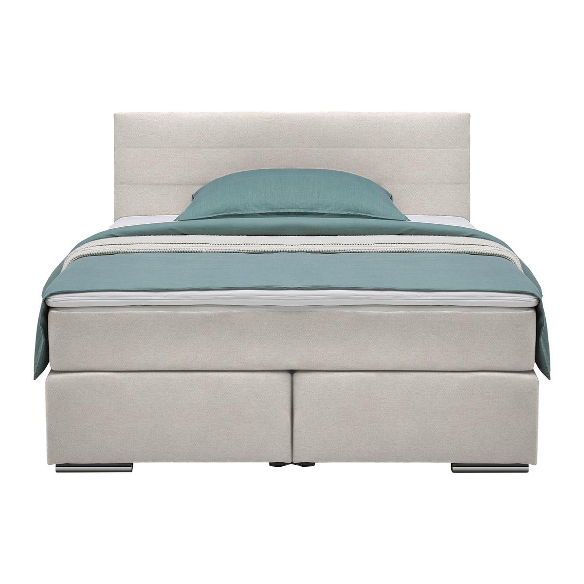 Boxspringbett Palermo in Beige ca. 140x200cm - Chromfarben/Beige, KONVENTIONELL, Kunststoff/Textil (140/200cm) - Based