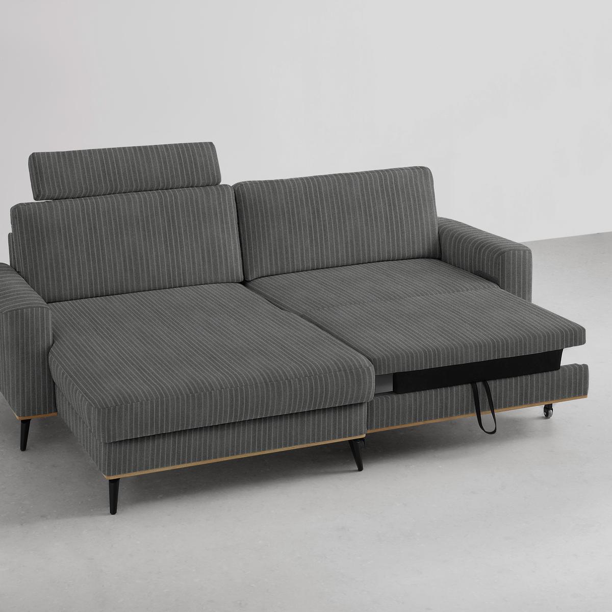 Wohnlandschaft Romeo Graphitfarben - Graphitfarben/Schwarz, KONVENTIONELL, Textil/Metall (167/87/234cm) - Zandiara