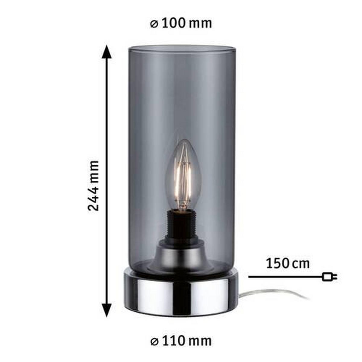 Tischleuchte Pinja in Grau/Chromfarben max. 20 W - Chromfarben/Transparent, Design, Glas/Metall (11/24,4cm) - Paulmann