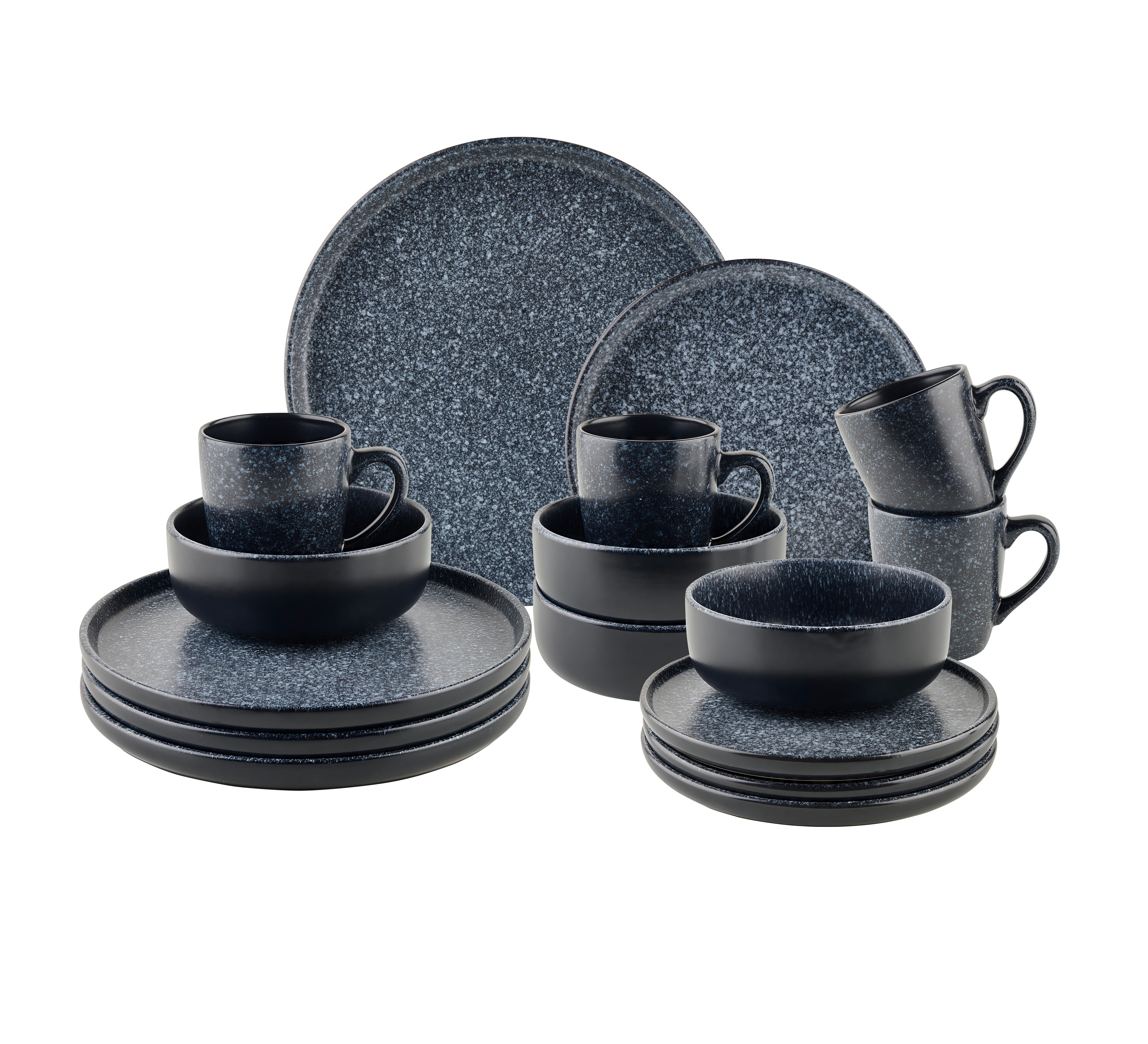 Kombiservice Granite Dunkelgrau, 16-teilig - Dunkelgrau, Basics, Keramik - Mömax