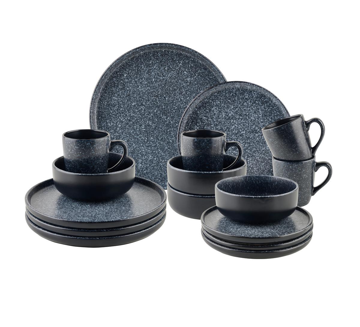 Kombiservice Granite Dunkelgrau, 16-teilig - Dunkelgrau, Basics, Keramik - Mömax