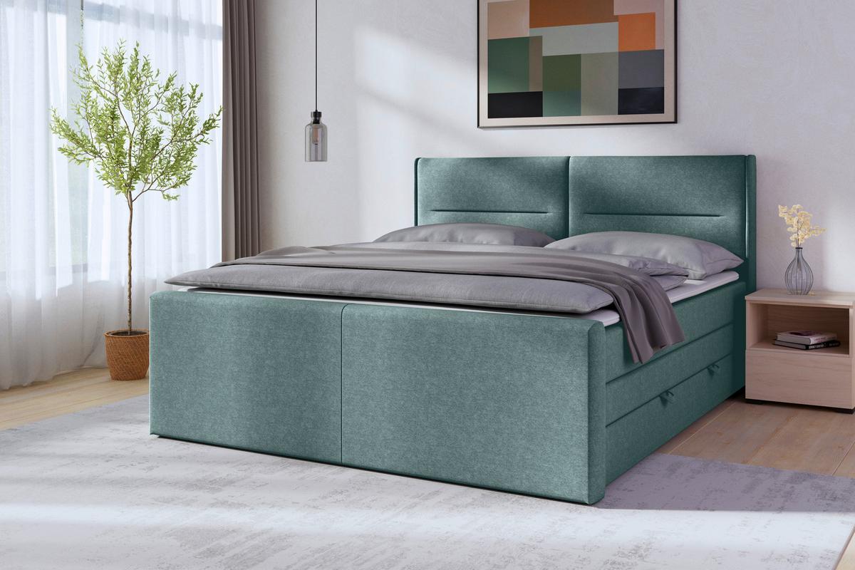 Boxspringbett Kyoto ca. 180x200 cm Blau - Blau, MODERN, Holz/Kunststoff (180/200cm) - MID.YOU