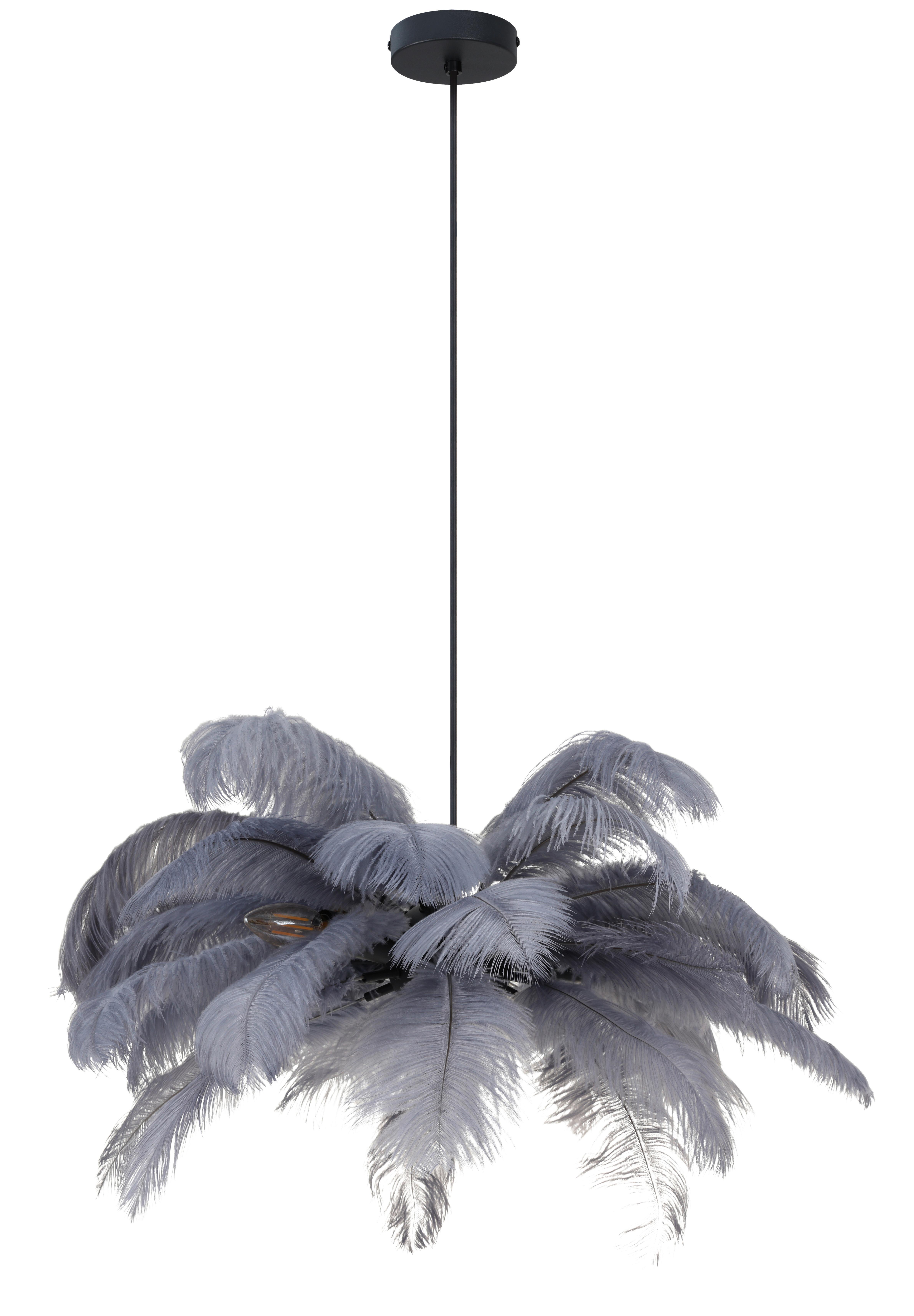 Függőlámpa Fedi - fekete/szürke, Modern, textil/fém (55/55/120cm) - Mömax