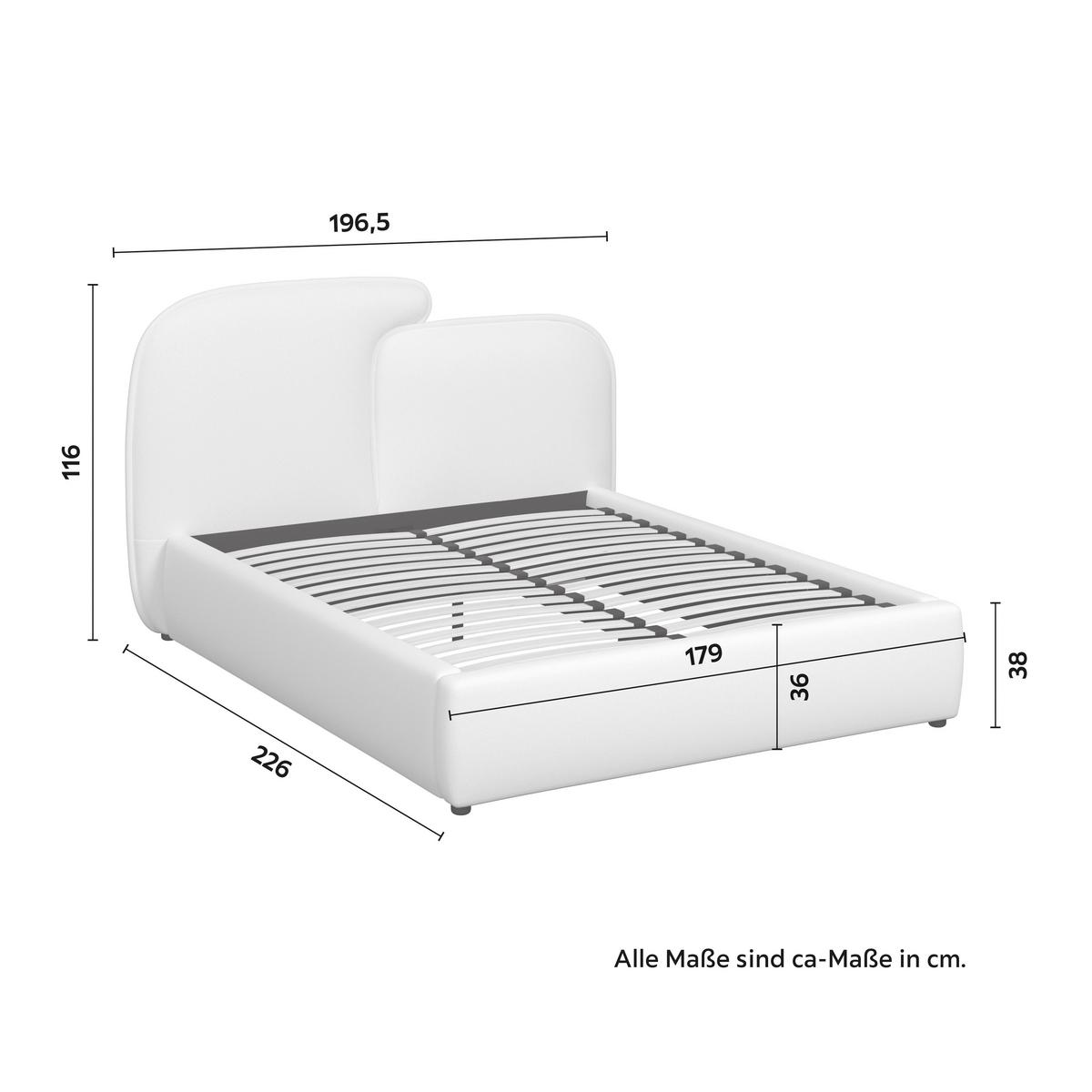 Polsterbett Embrace Elfenbein ca. 160x200 cm - Elfenbein/Eichefarben, MODERN, Holz/Kunststoff (160/200cm) - Bessagi Home