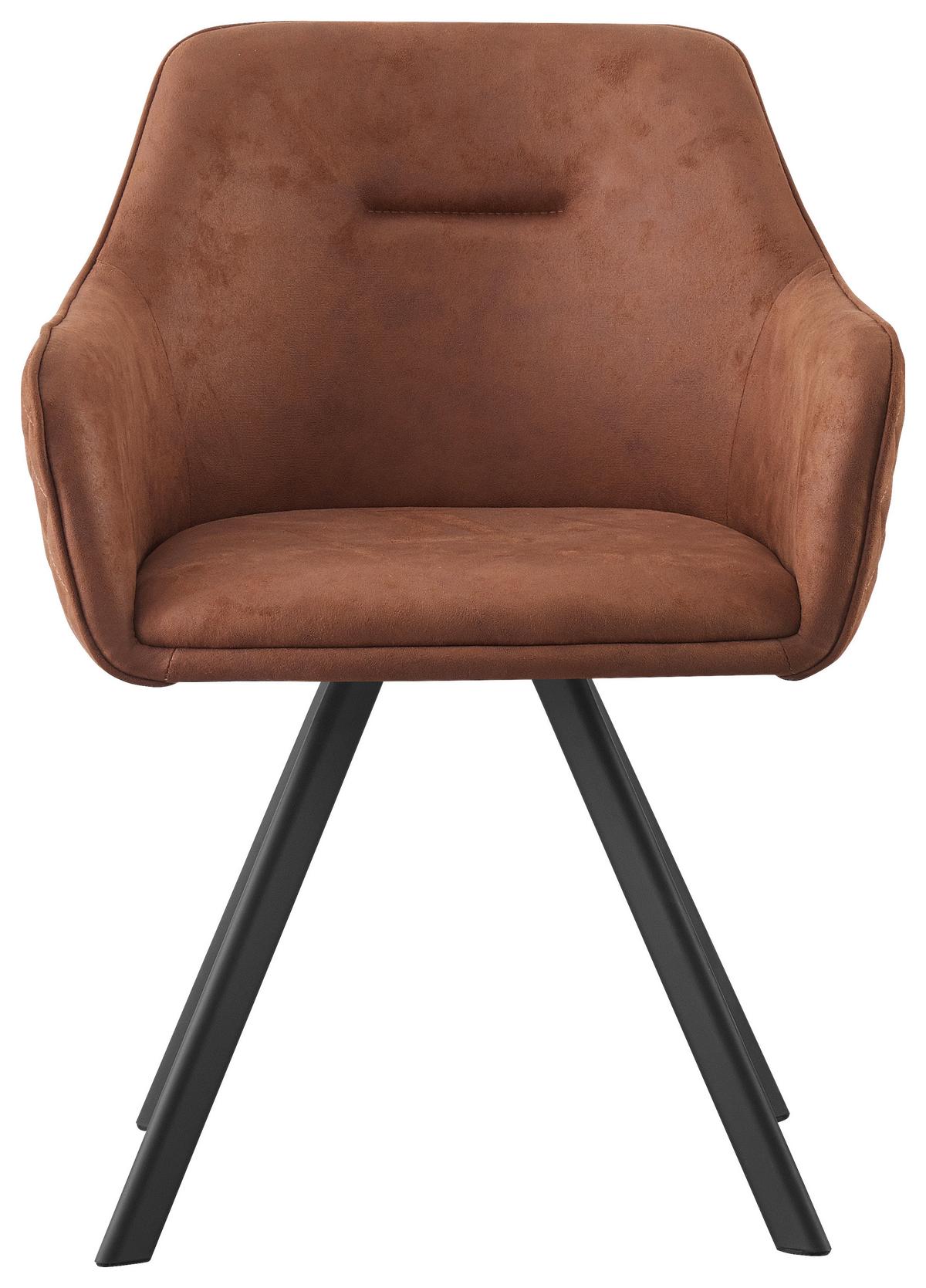 KRZESŁO Z PODŁOKIETNIKAMI MARKO - czerwonobrunatny/czarny, Design, metal/tkanina (58,5/78,5/62cm) - Hom`in