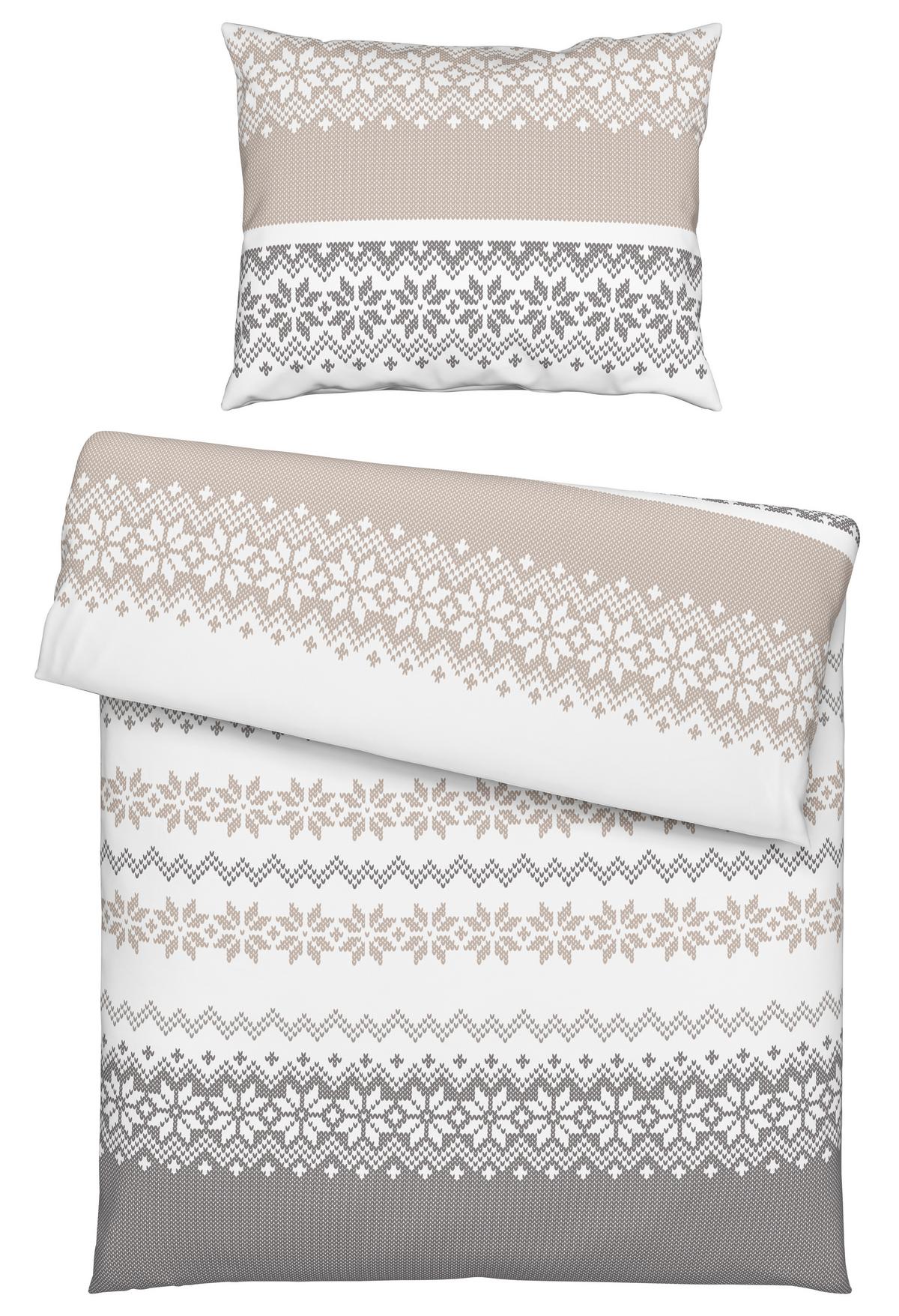 Bettwäsche Snow Rose Grau/Weiß/Beige ca. 140x200cm - Beige/Weiß, Textil (140/200cm) - Mömax