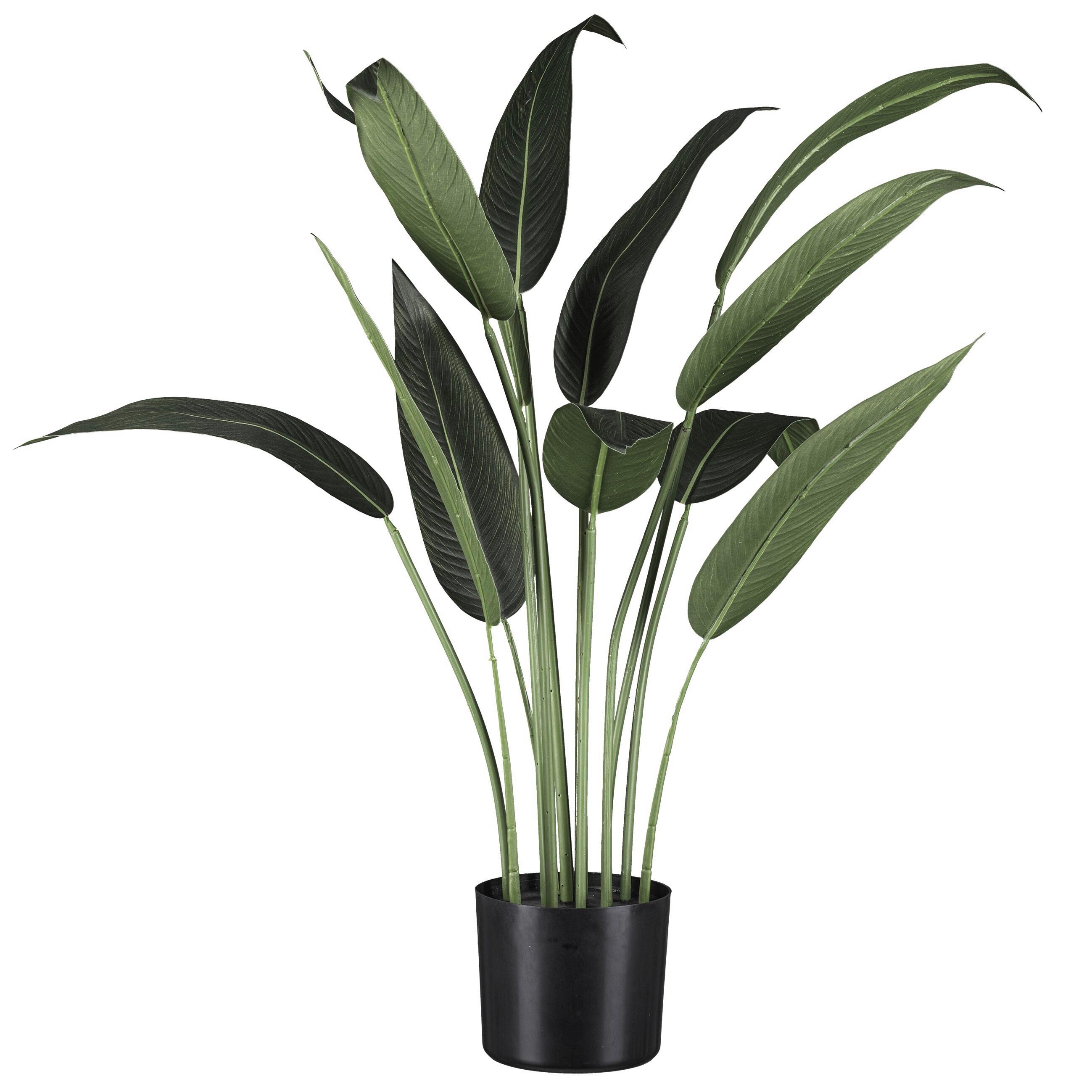Kunstpflanze Grün/Schwarz - Schwarz/Grün, Basics, Kunststoff (90cm)