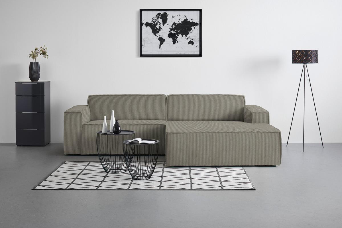 Wohnlandschaft Loft Graubraun - Graubraun/Schwarz, MODERN, Kunststoff/Textil (265/75/172cm) - Mömax