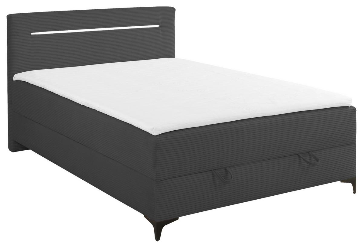 Boxbett Jerry Dunkelgrau ca. 100x200cm - Dunkelgrau/Schwarz, KONVENTIONELL, Textil (100/200cm) - Mömax
