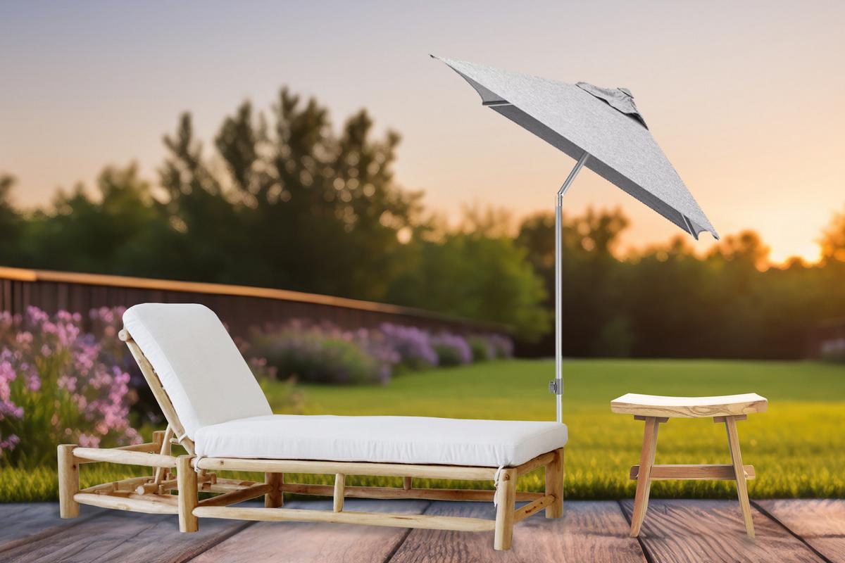 Gartenliege Naturfarben - Weiß/Naturfarben, Design, Holz/Textil (200/44/80cm) - Gardenson