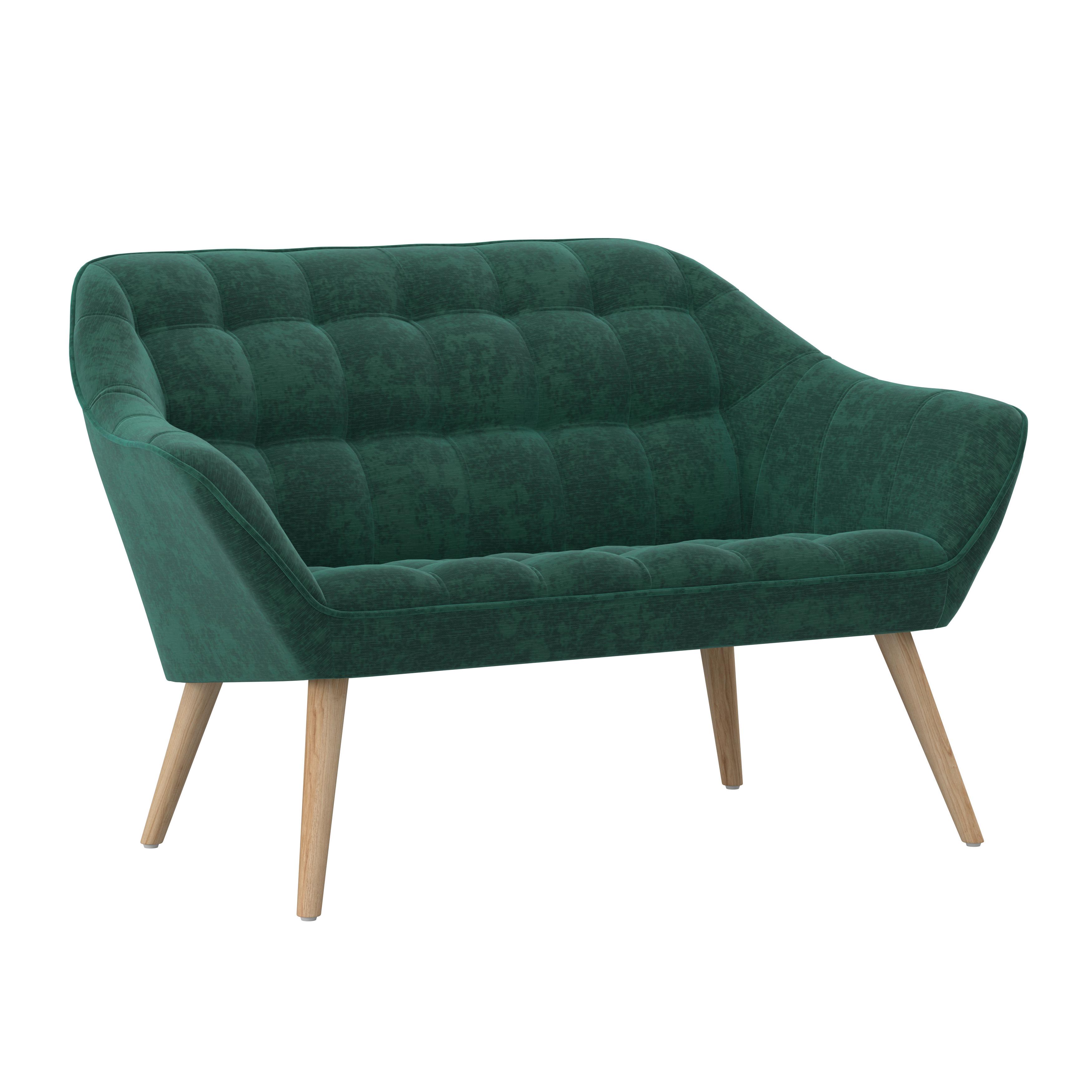 2-SITS SOFFA MONIQUE - grön/naturfärgad, Modern, metall/trä (126/74/76cm) - Bessagi Home
