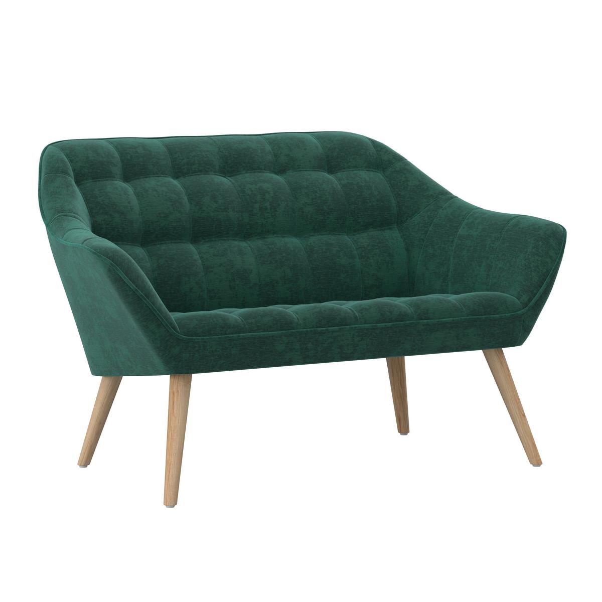 SOFA DWUOSOBOWA MONIQUE - zielony/kolor naturalny, Modern, metal/drewno (126/74/76cm) - Bessagi Home