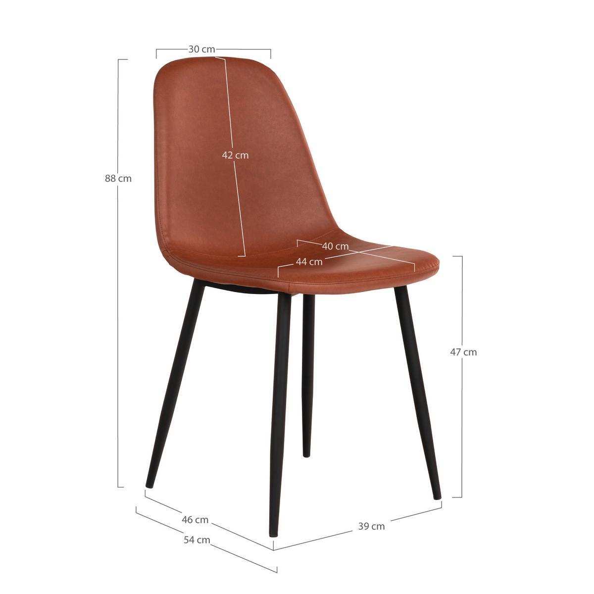 Stuhl-Set Stockholm 2er-Set Cognac/Schwarz - Cognac/Schwarz, MODERN, Textil/Metall (44/86/54cm) - MID.YOU