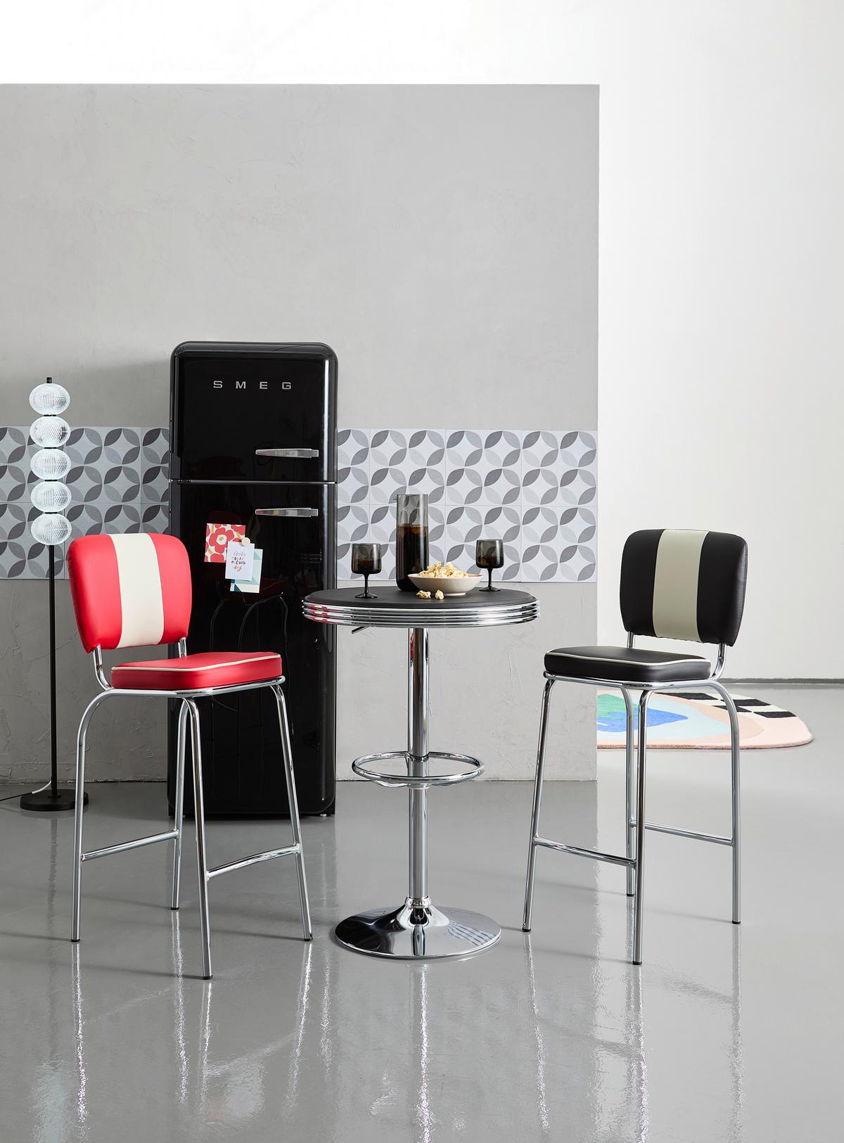 Bartisch American Diner ca. 60x68 cm Schwarz - Silberfarben, MODERN (60/68cm) - MID.YOU