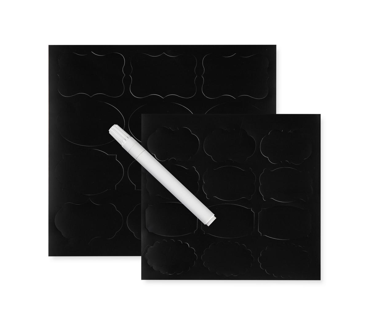 Etiketten Svea in Schwarz/Weiss, 97-teilig - Weiss/Schwarz, Papier/Kunststoff (21/24cm) - Modern Living