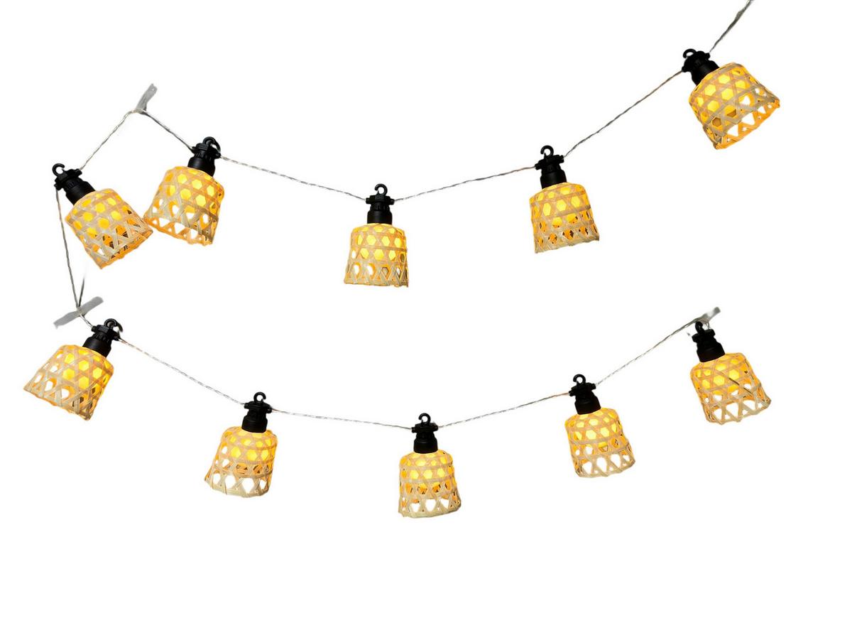 Lichterkette Bamboo Gelb/Natur max. 0,06 Watt - Gelb/Naturfarben, Kunststoff/Textil (210cm) - Mömax