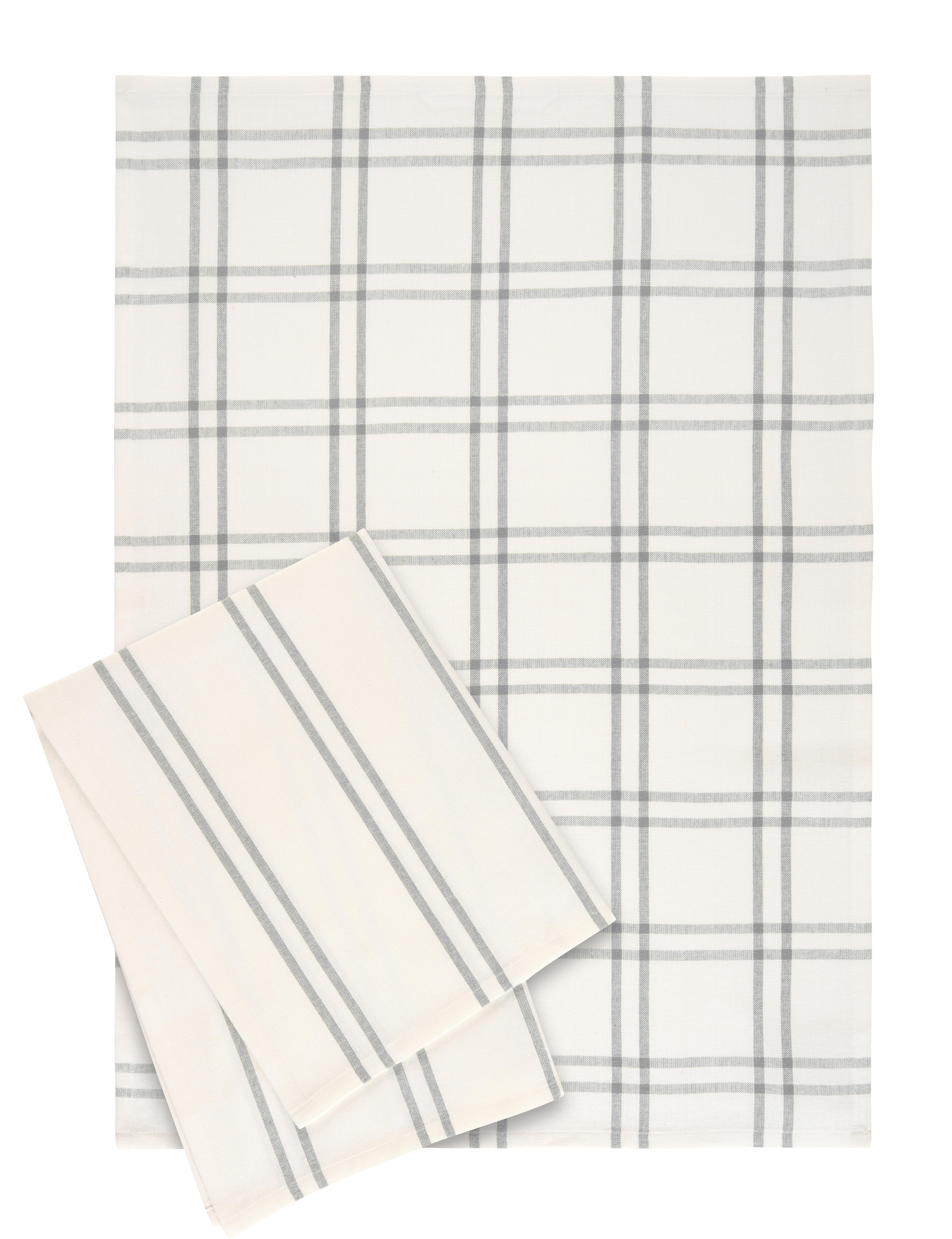 KÖKSHANDDUK SET ALICE - vit/antracit, Klassisk, textil (50/70cm) - Mömax
