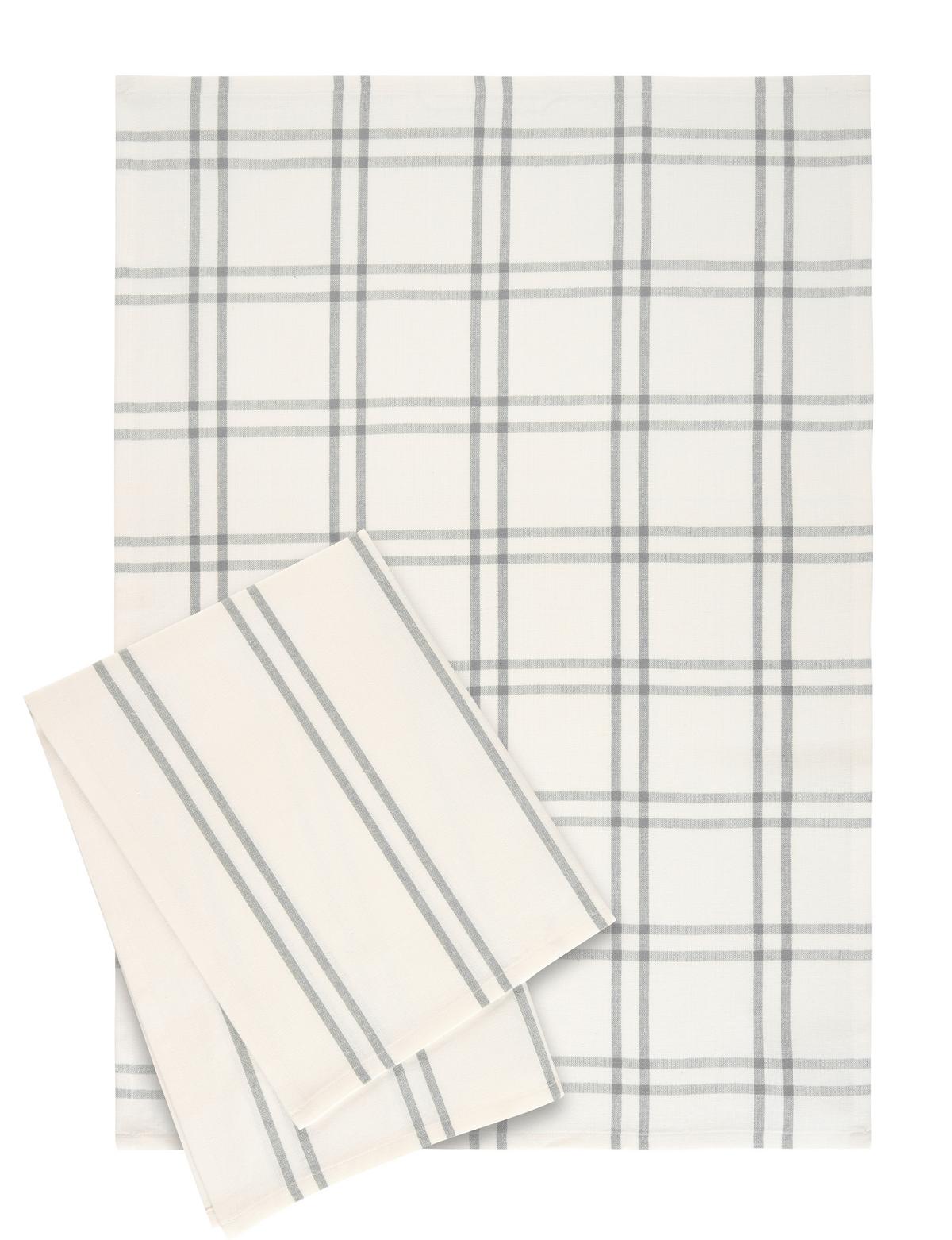Geschirrtuch-Set Anthrazit/Weiß, 2-teilig - Anthrazit/Weiß, KONVENTIONELL, Textil (50/70cm) - Mömax