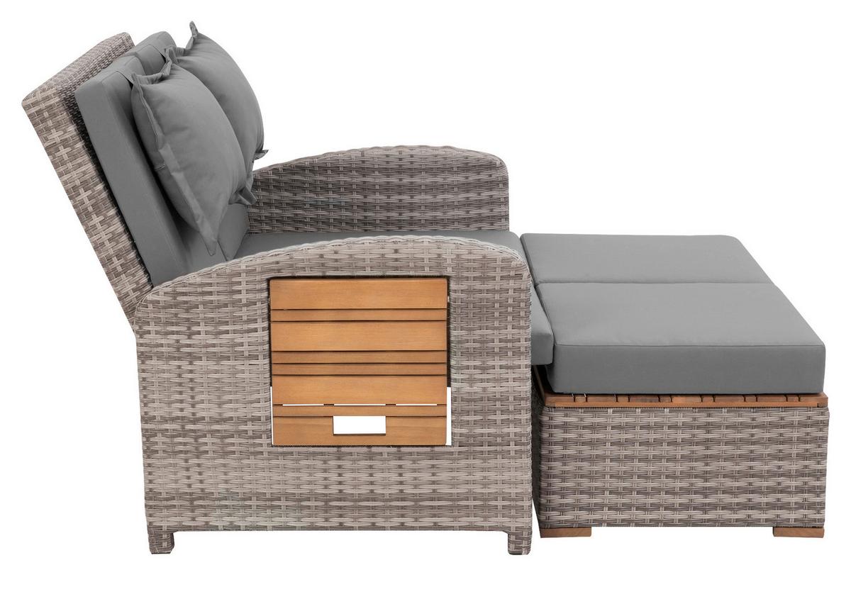 Loungegarnitur 2-teilig Bahia Tobago Holz/Metall mit Kissen - Grau, Basics, Holz/Textil (117/93/74cm) - Gardenson