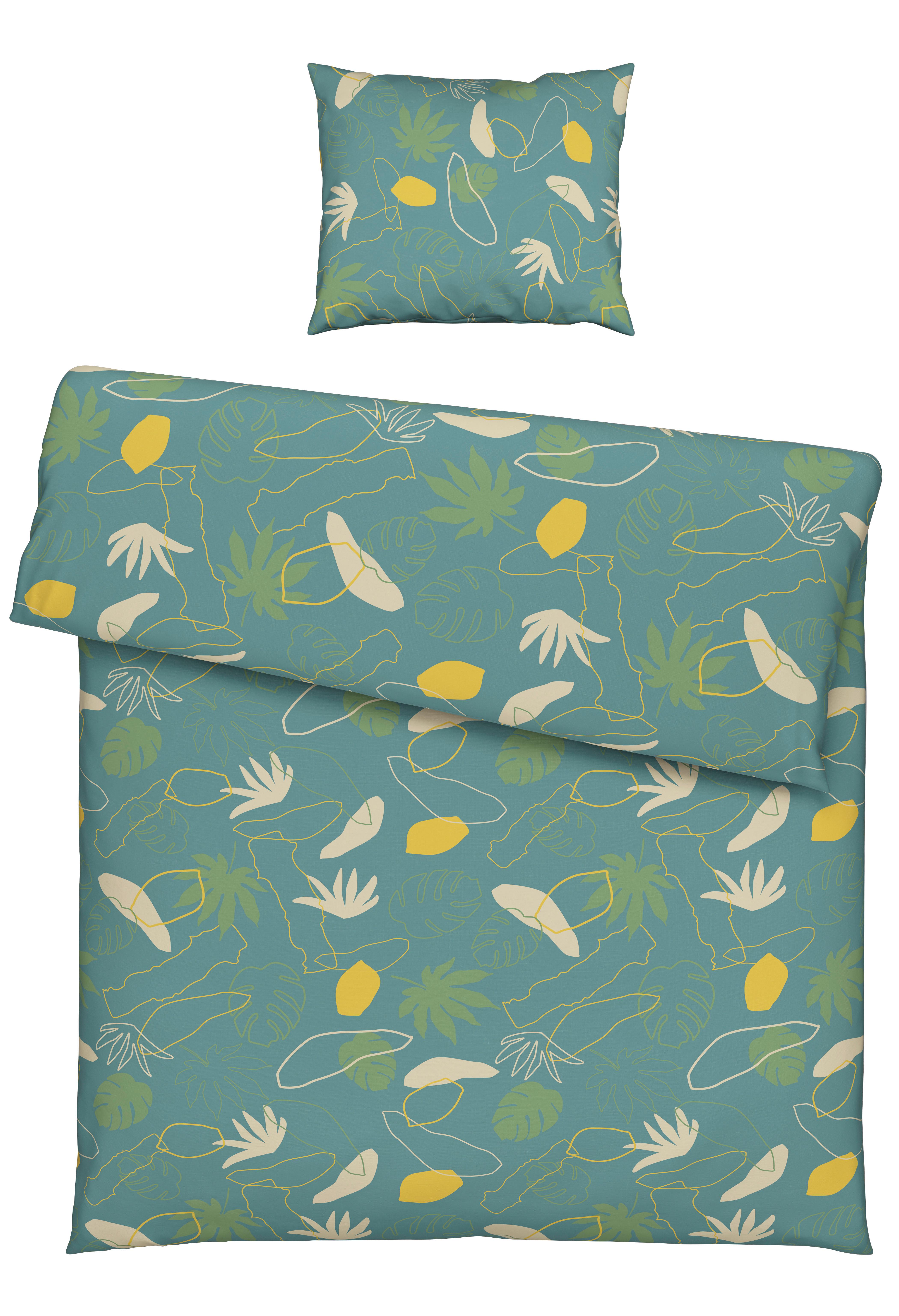 Bettwäscheset Karin - Blau, Konventionell, Textil (160/210cm) - Premium Living