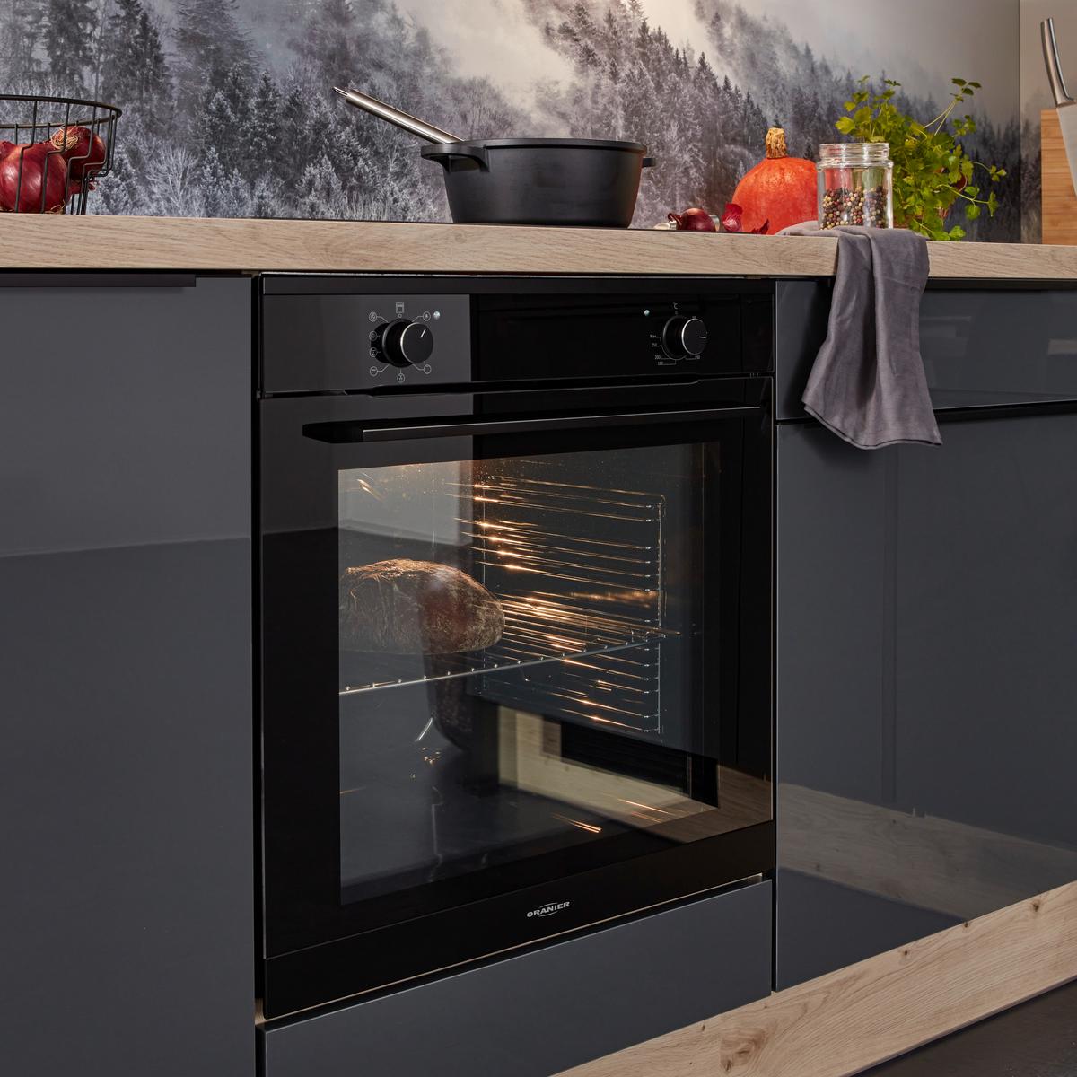Eckküche IP4050 in Grau/Eichefarben - Eichefarben/Graphitfarben, MODERN, Holzwerkstoff/Metall (188,2/306,6cm) - Impuls