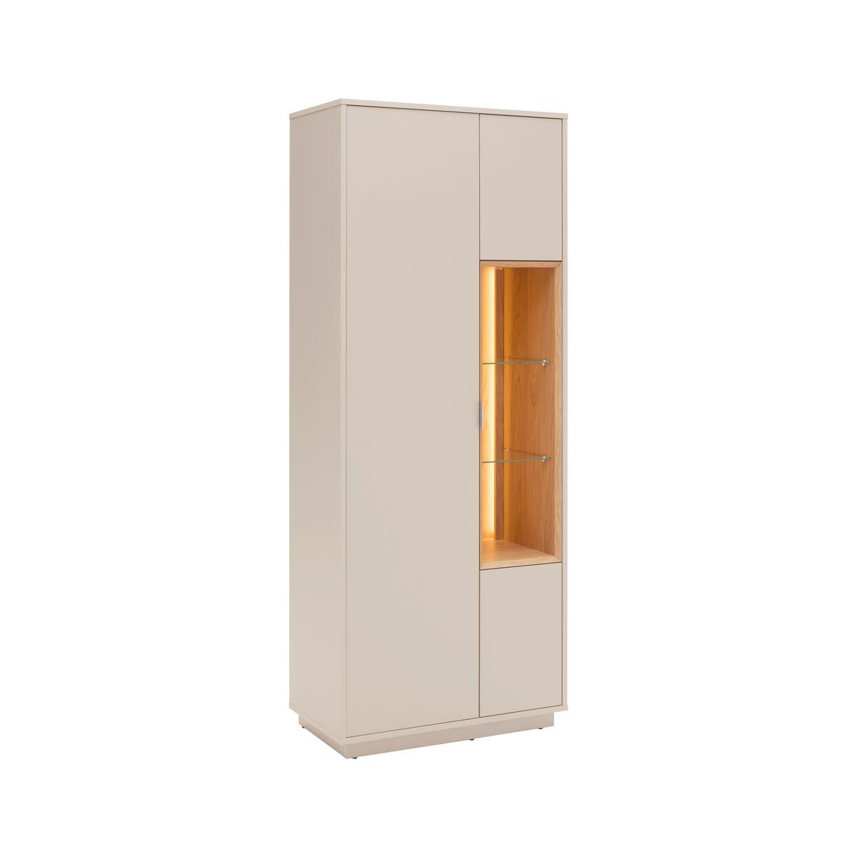 Vitrine Velasca Eichefarben/Kaschmir - Kaschmir/Eichefarben, MODERN, Glas/Holzwerkstoff (74,2/185/40cm) - Premium Living